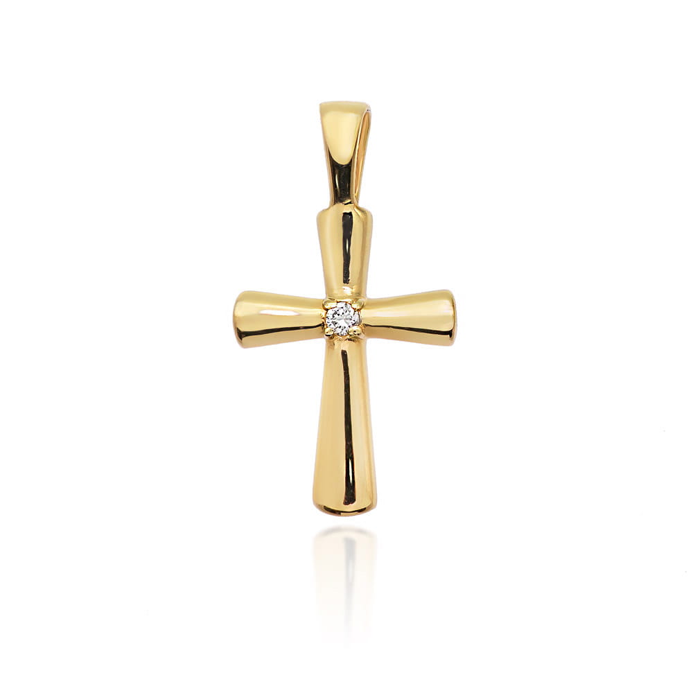 PROMO Pandantiv Cruce Aur 14K cu Diamante 0.0145 ct