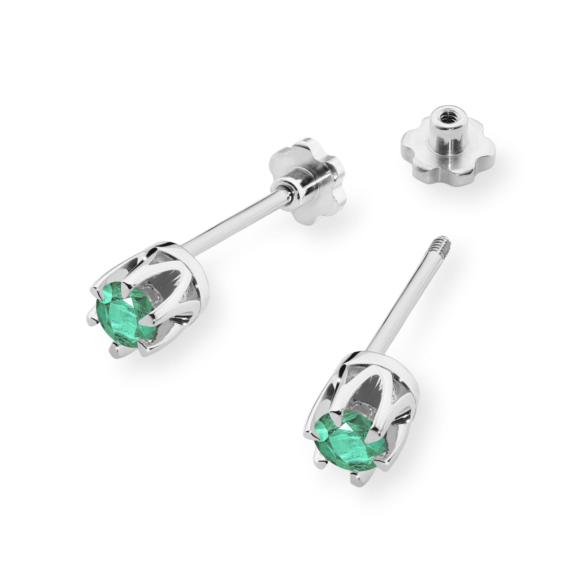 Cercei Aur 14K K0032 Smarald 2 x 0.15ct cu Șurub