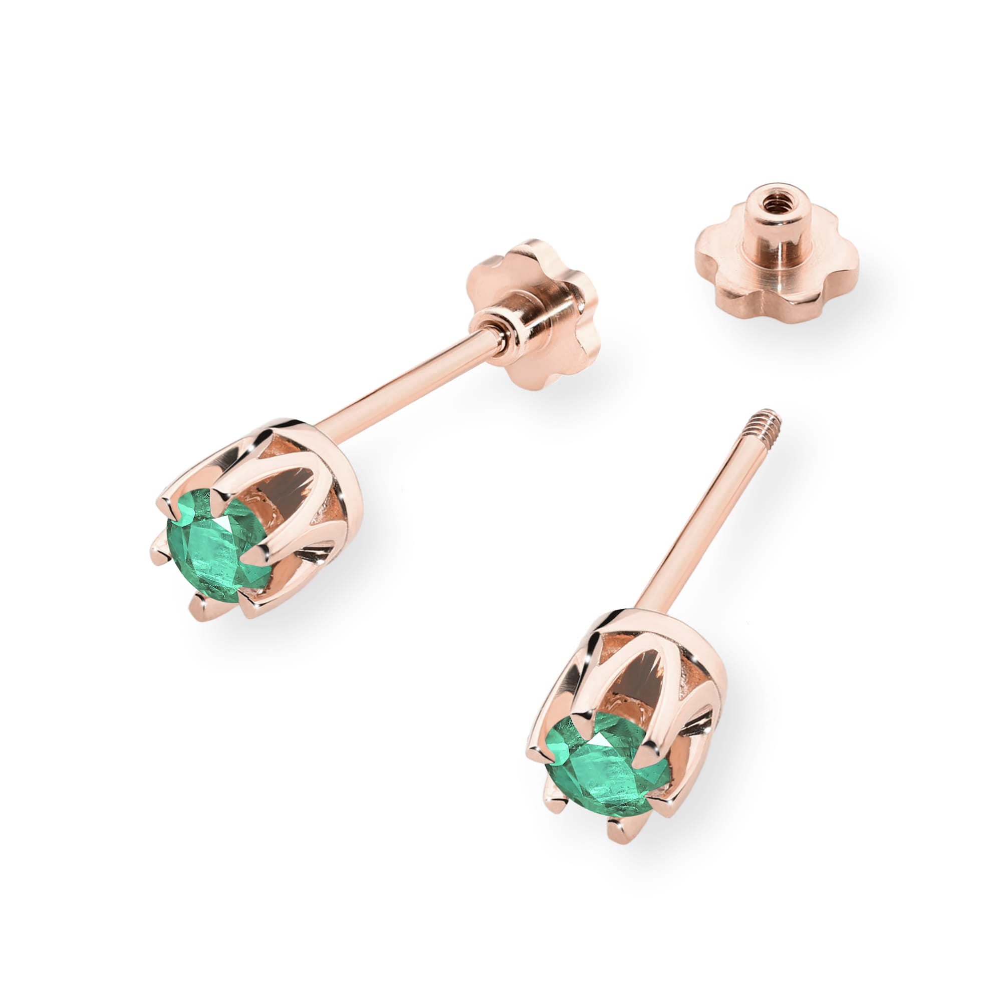 Cercei Aur 14K K0032 Smarald 2 x 0.15ct cu Șurub