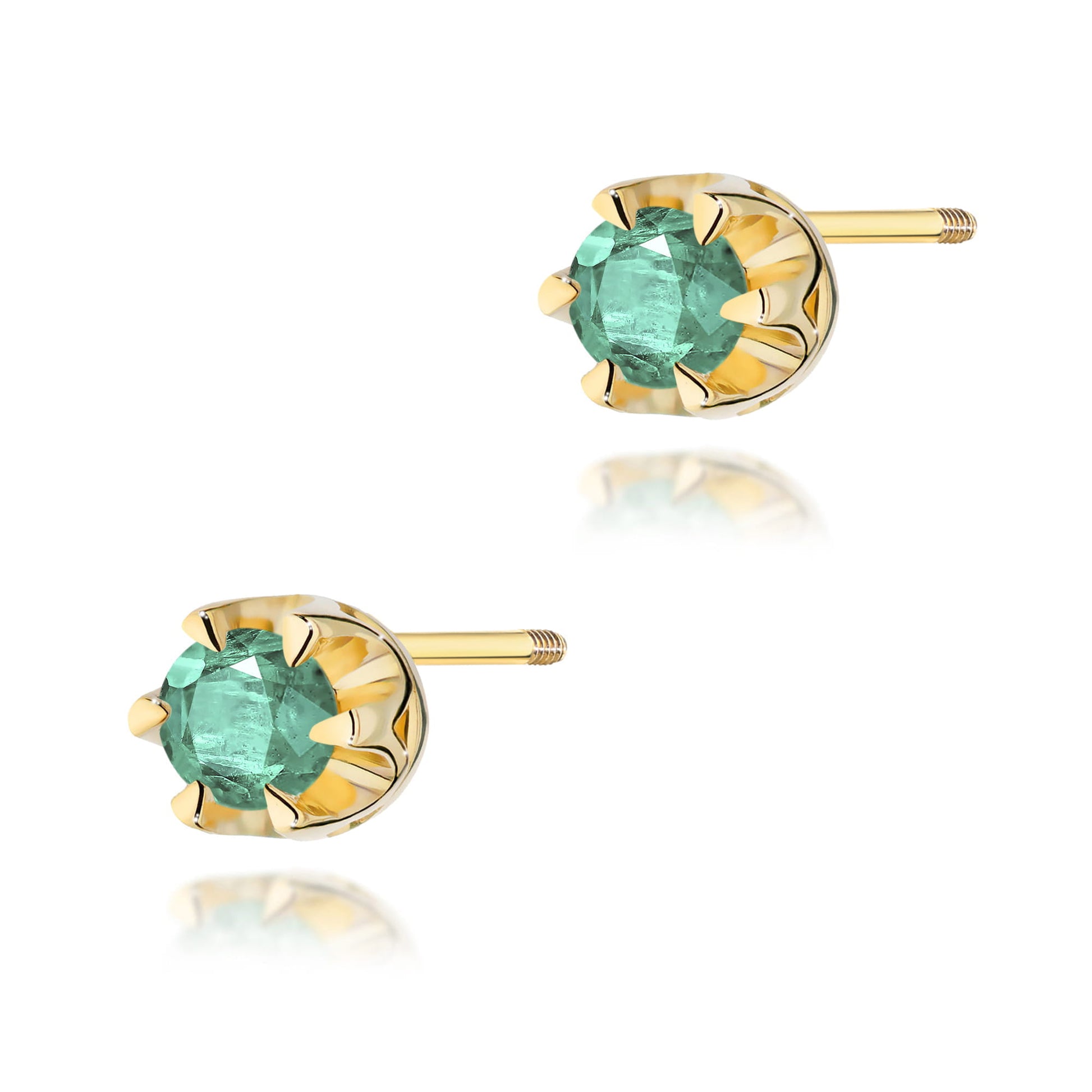 Cercei Aur 14K K0032 Smarald 2 x 0.15ct cu Șurub