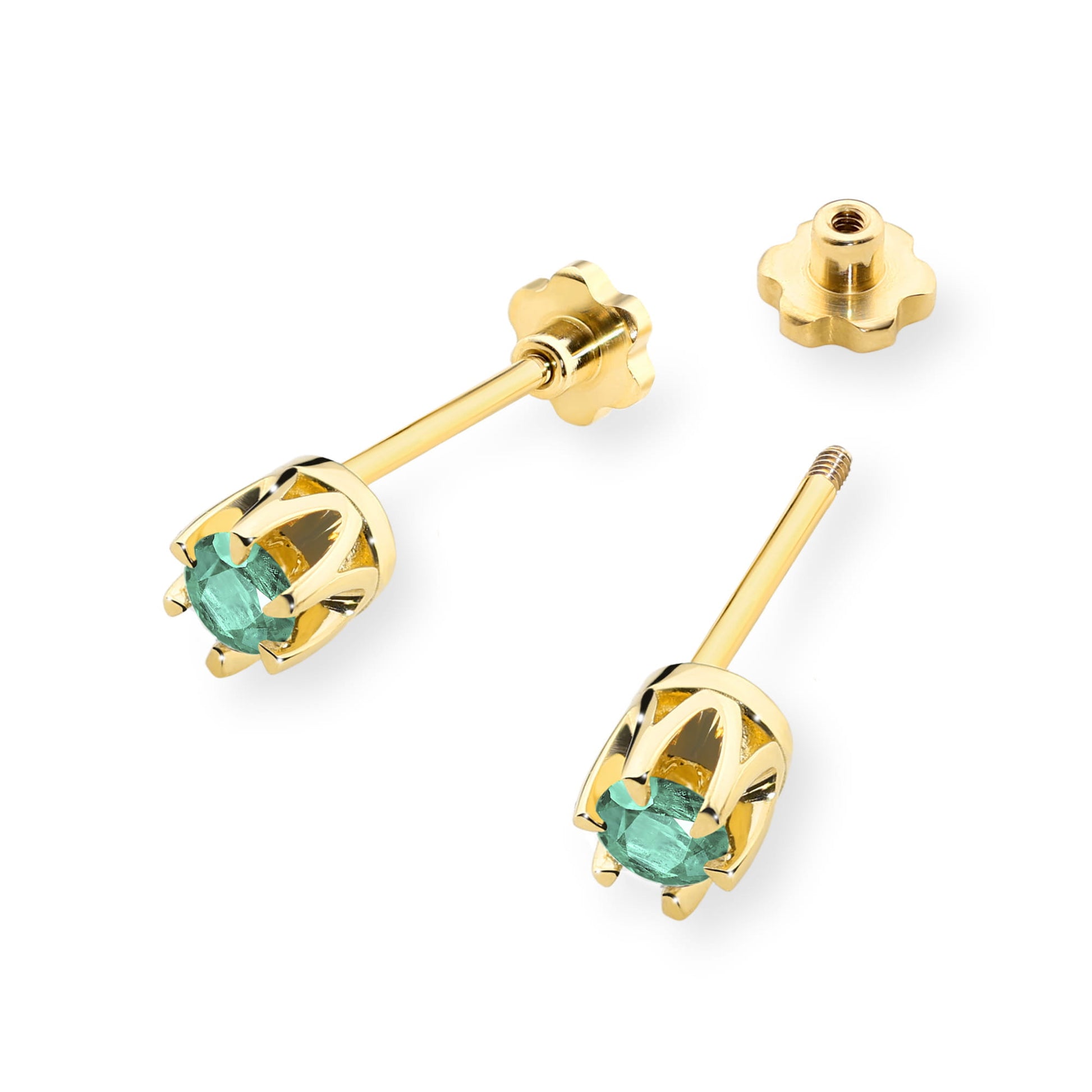 Cercei Aur 14K K0032 Smarald 2 x 0.15ct cu Șurub