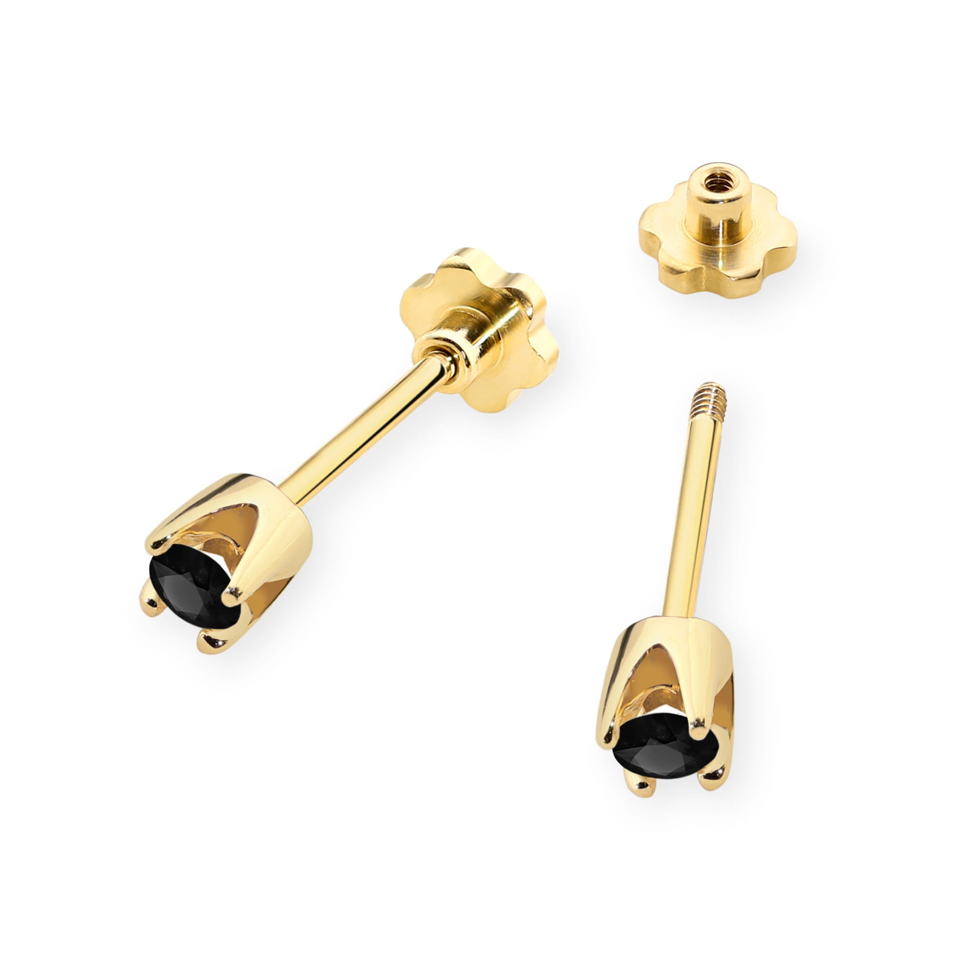 Cercei Diamant Negru Aur 14K Stud K0034