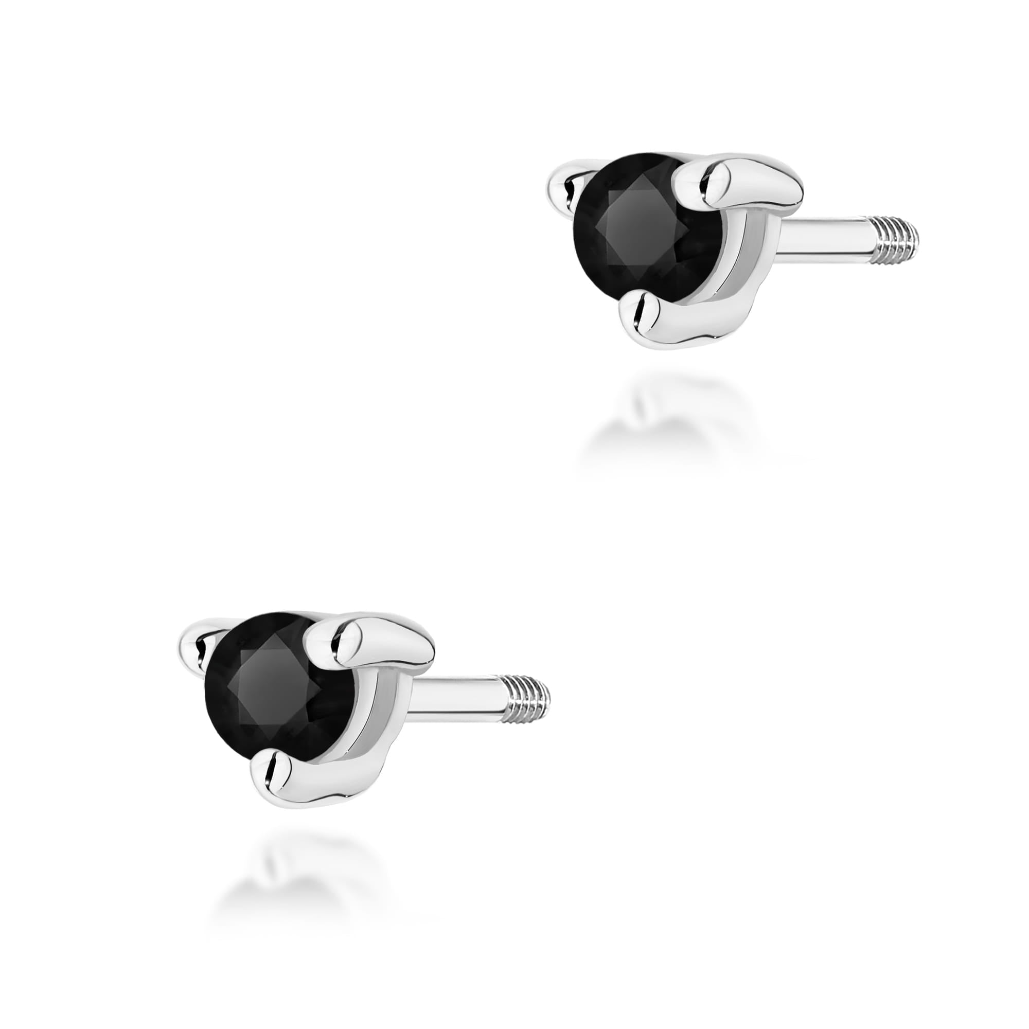 Cercei Aur 14K Diamant Negru Rotund K0035