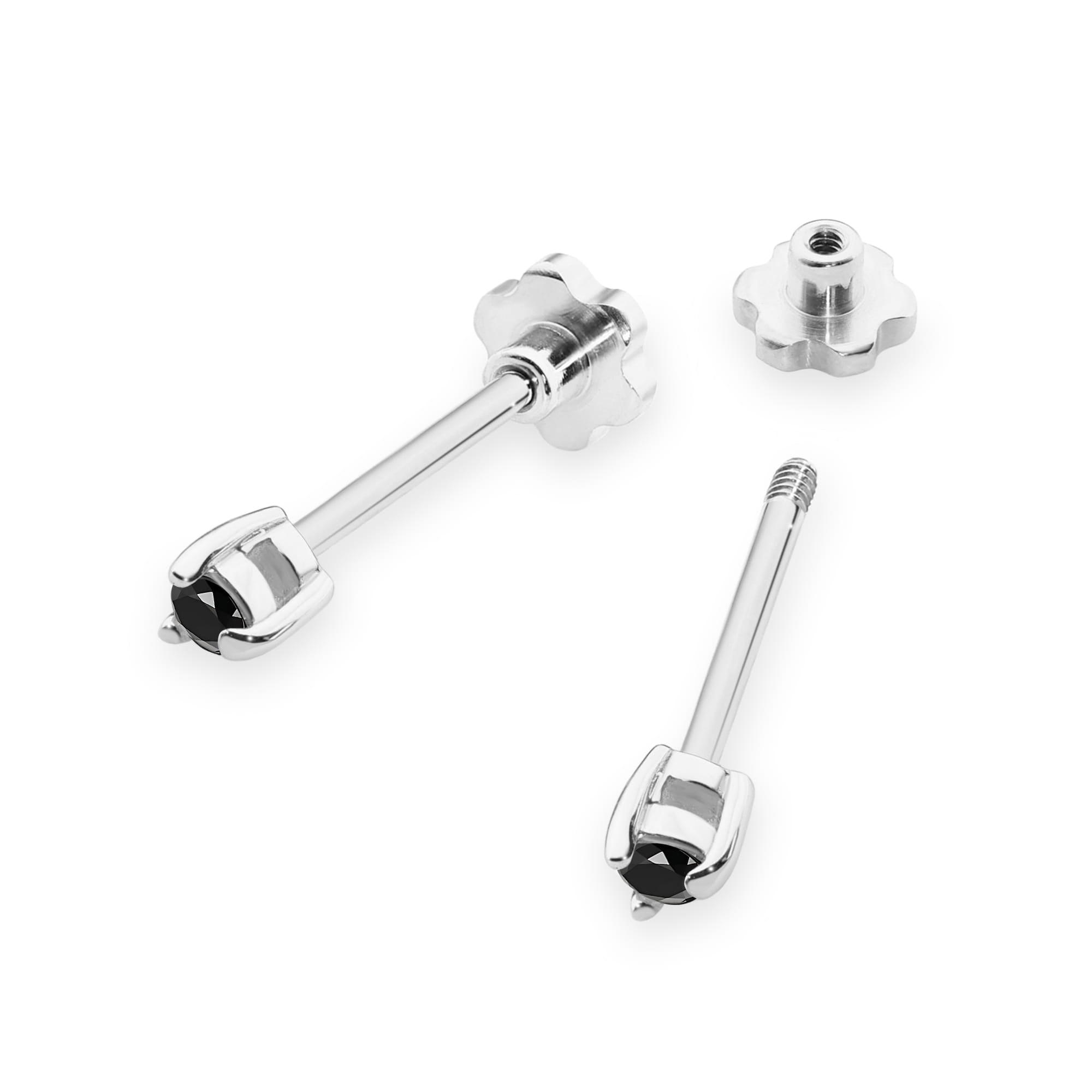 Cercei Aur 14K Diamant Negru Rotund K0035