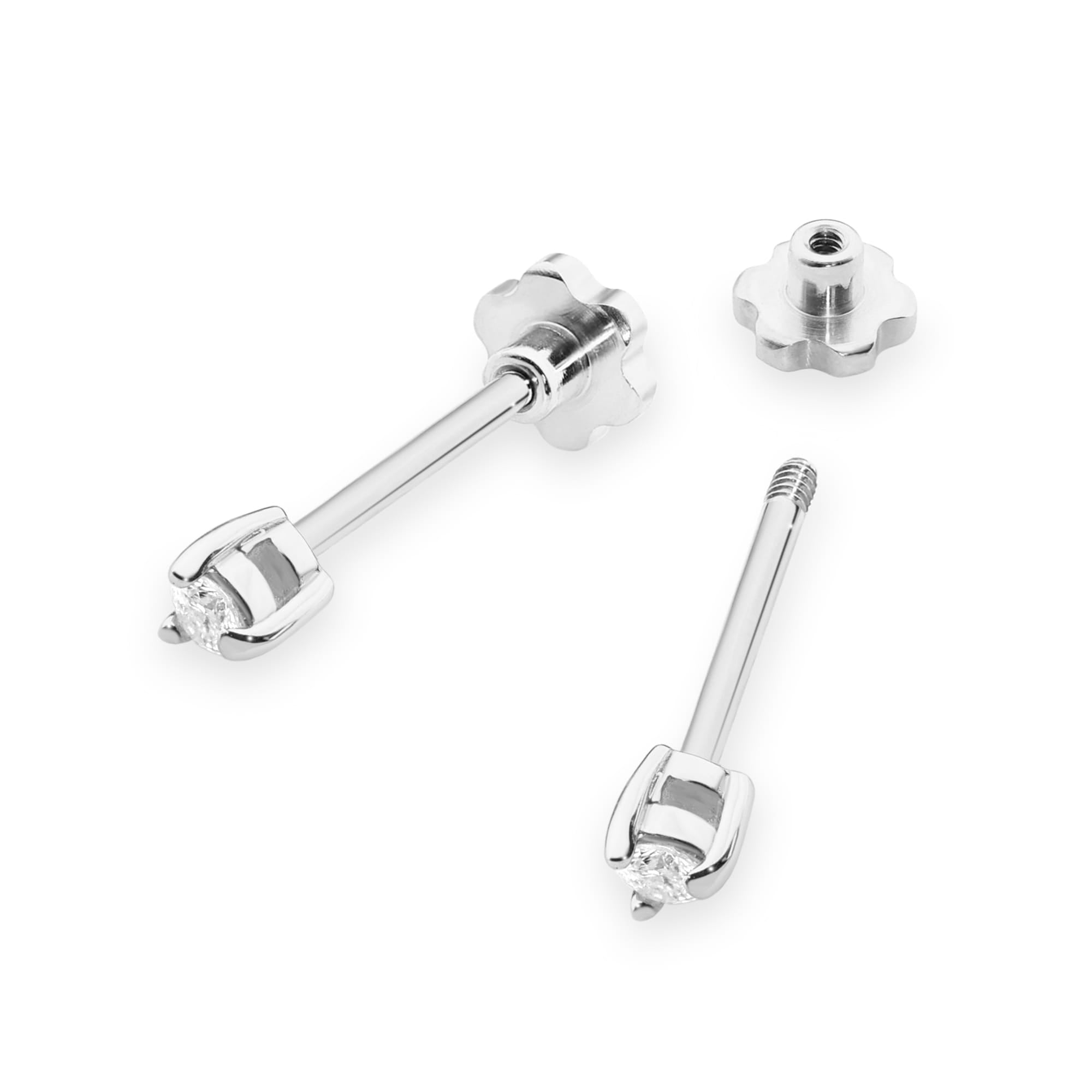 Cercei Aur 14 k cu Diamante Naturale 0.08 ct - Alb