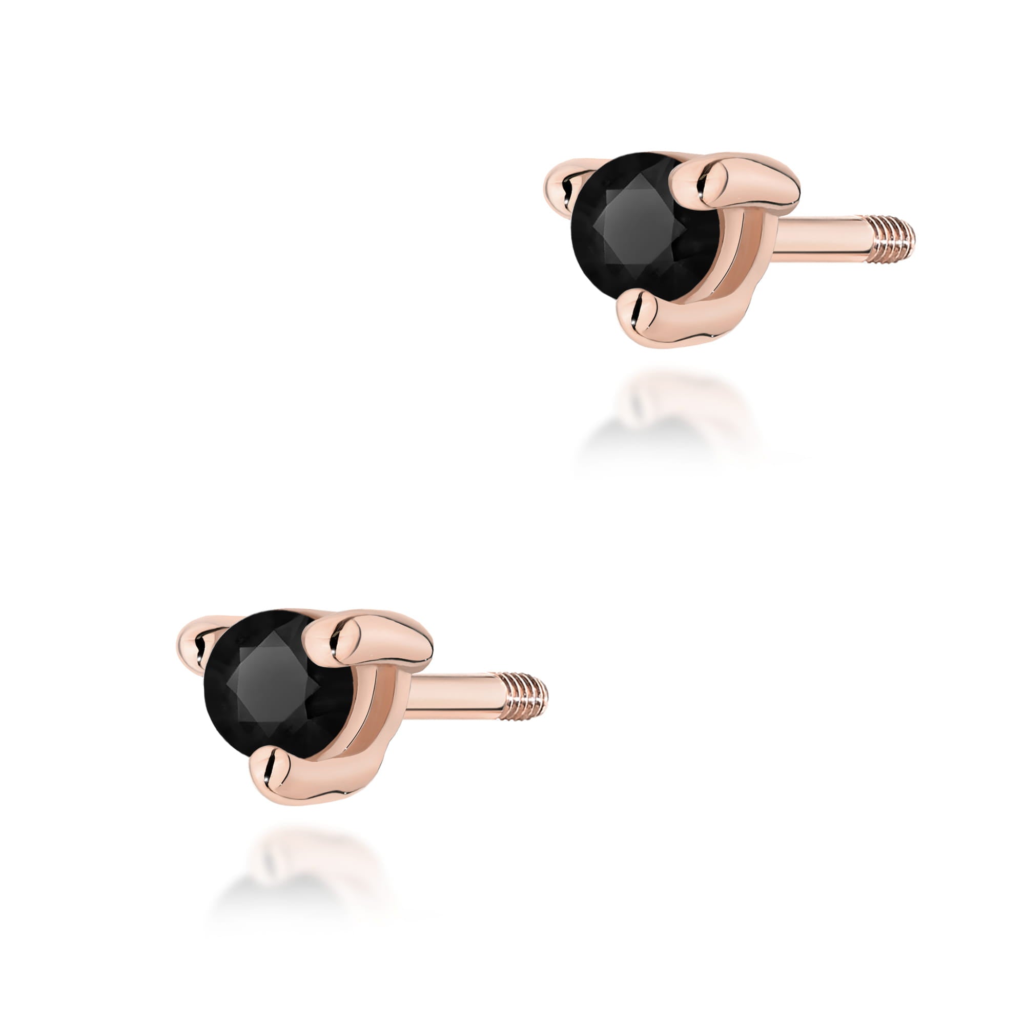 Cercei Aur 14K Diamant Negru Rotund K0035