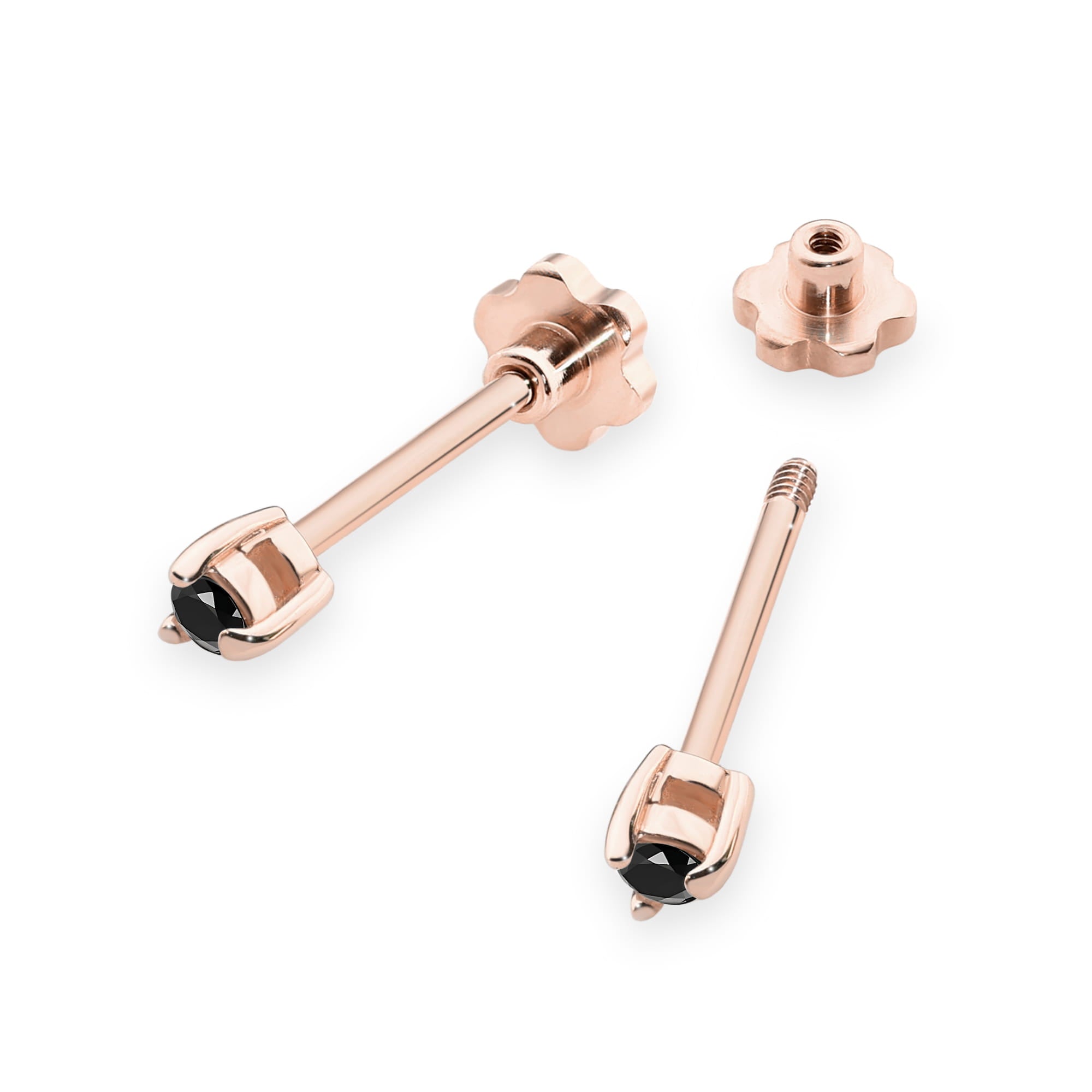 Cercei Aur 14K Diamant Negru Rotund K0035