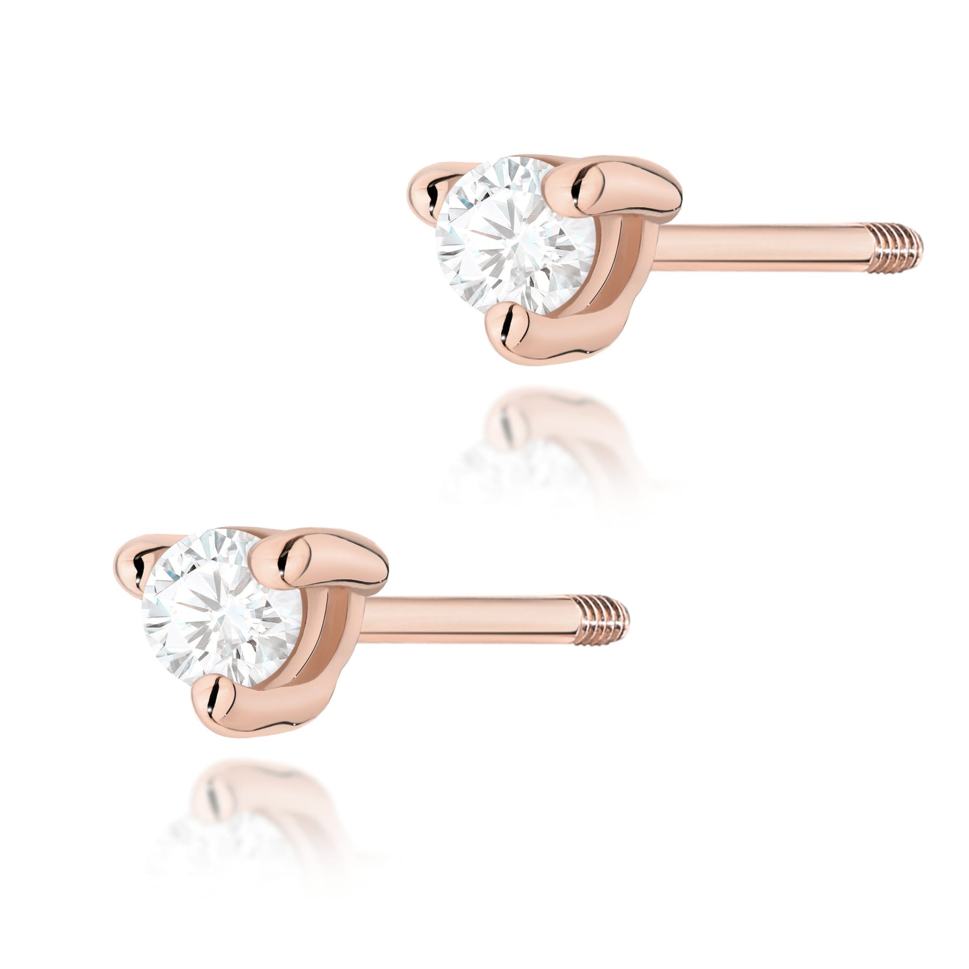Cercei Aur 14 k cu Diamante Naturale 0.08 ct - Roz