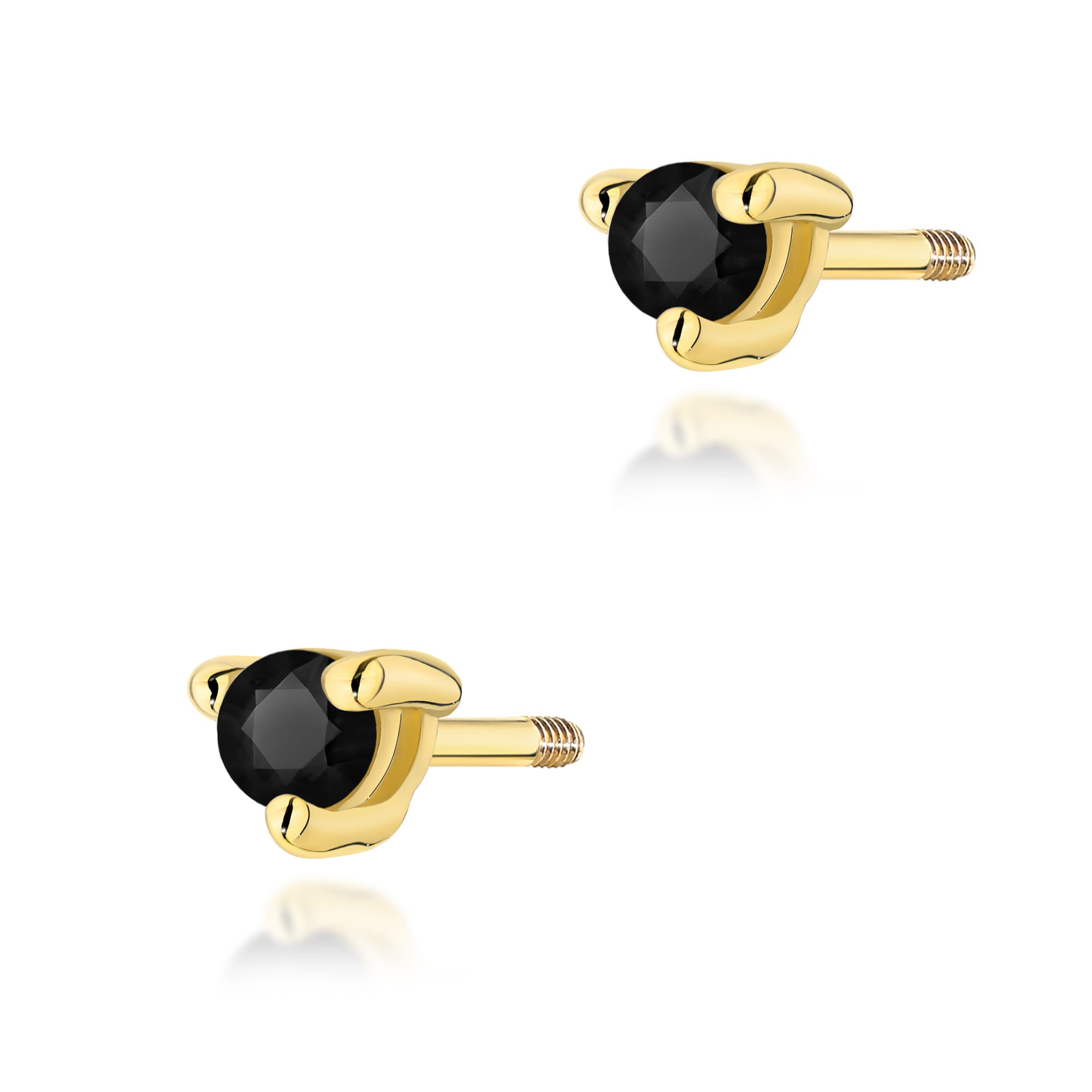 Cercei Aur 14K Diamant Negru Rotund K0035