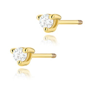 Cercei Aur 14 k cu Diamante Naturale 0.08 ct - Galben