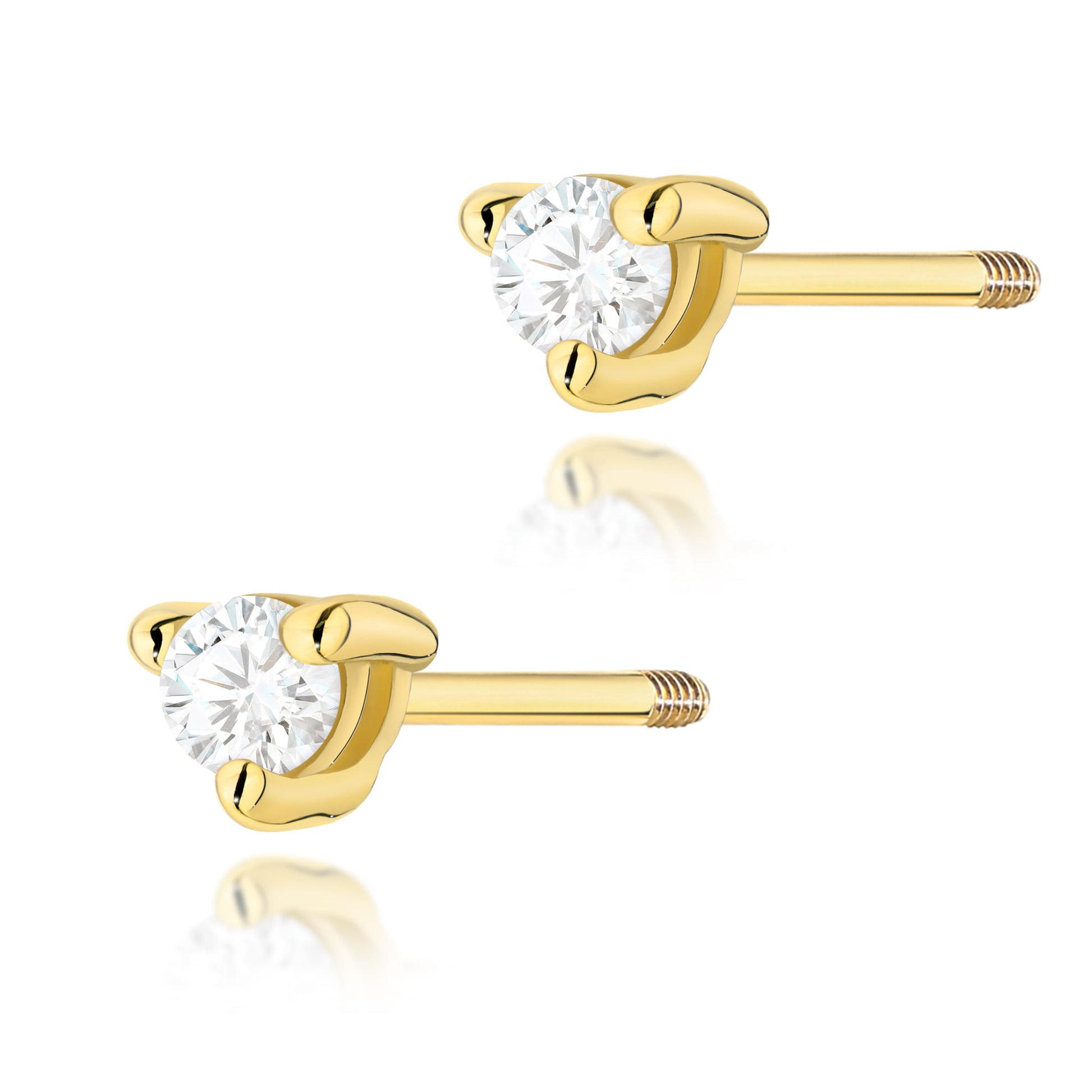 Cercei Aur 14 k cu Diamante Naturale 0.08 ct - Galben