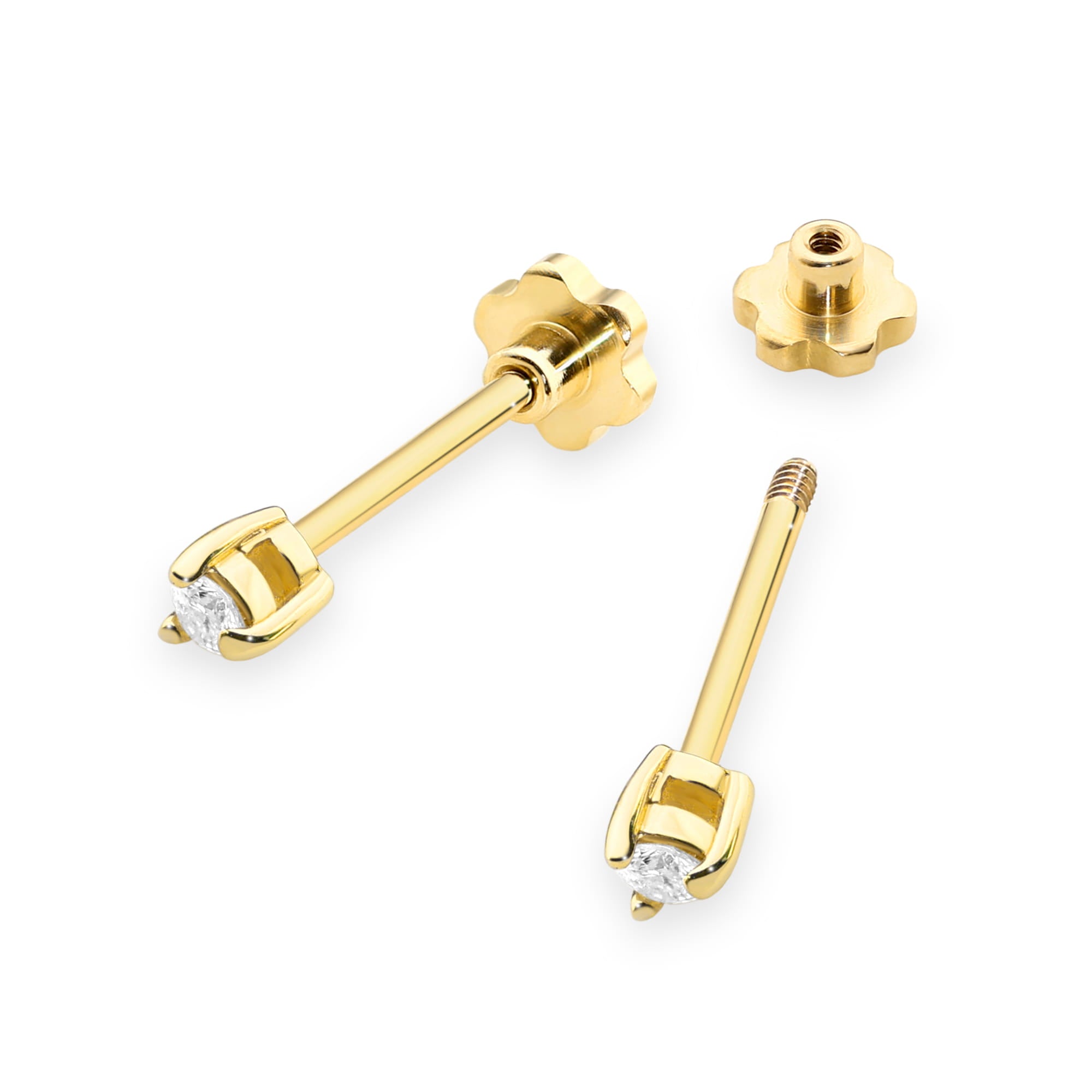 Cercei Aur 14 k cu Diamante Naturale 0.08 ct - Galben