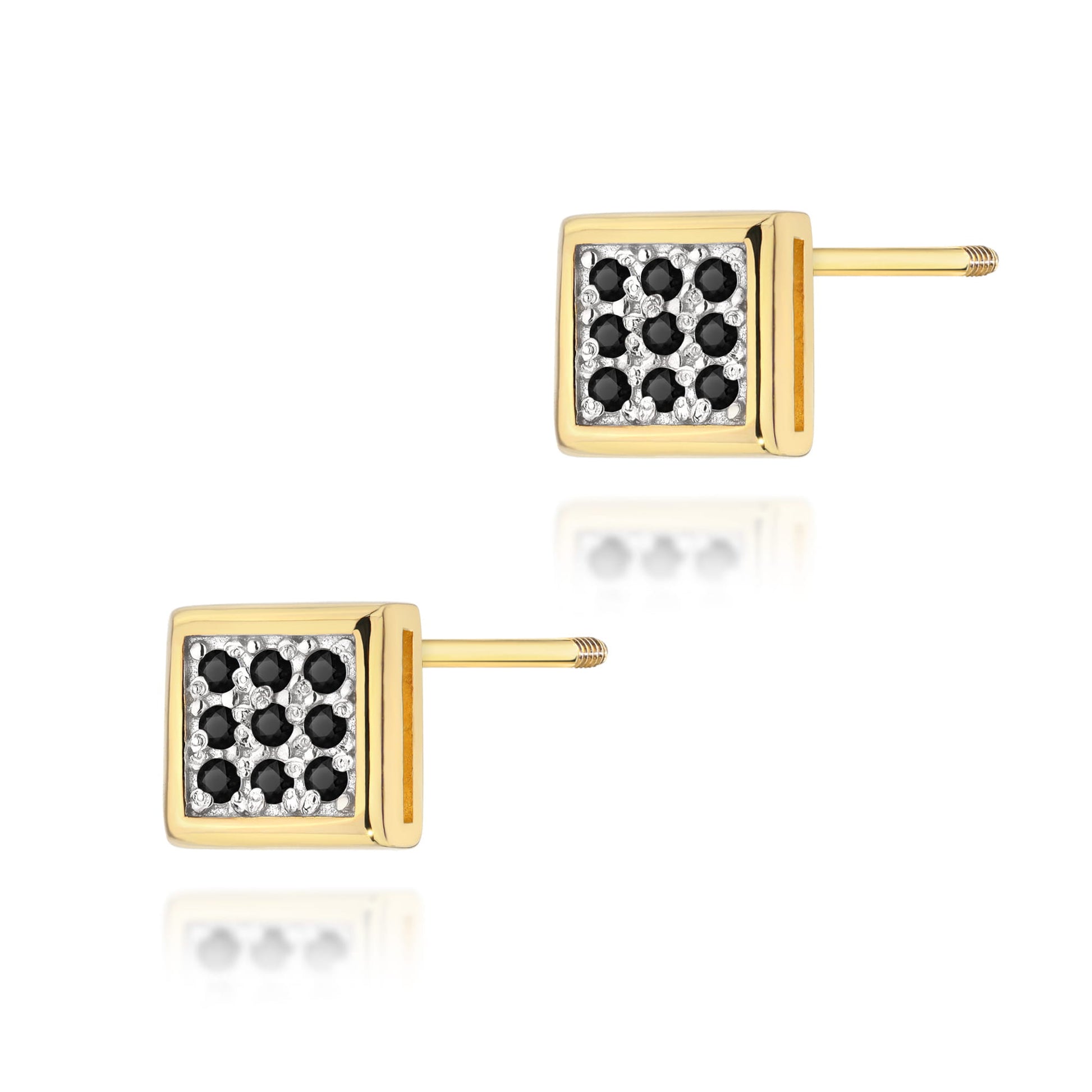 Cercei Aur 14K K0036 Diamante Negre Șurub