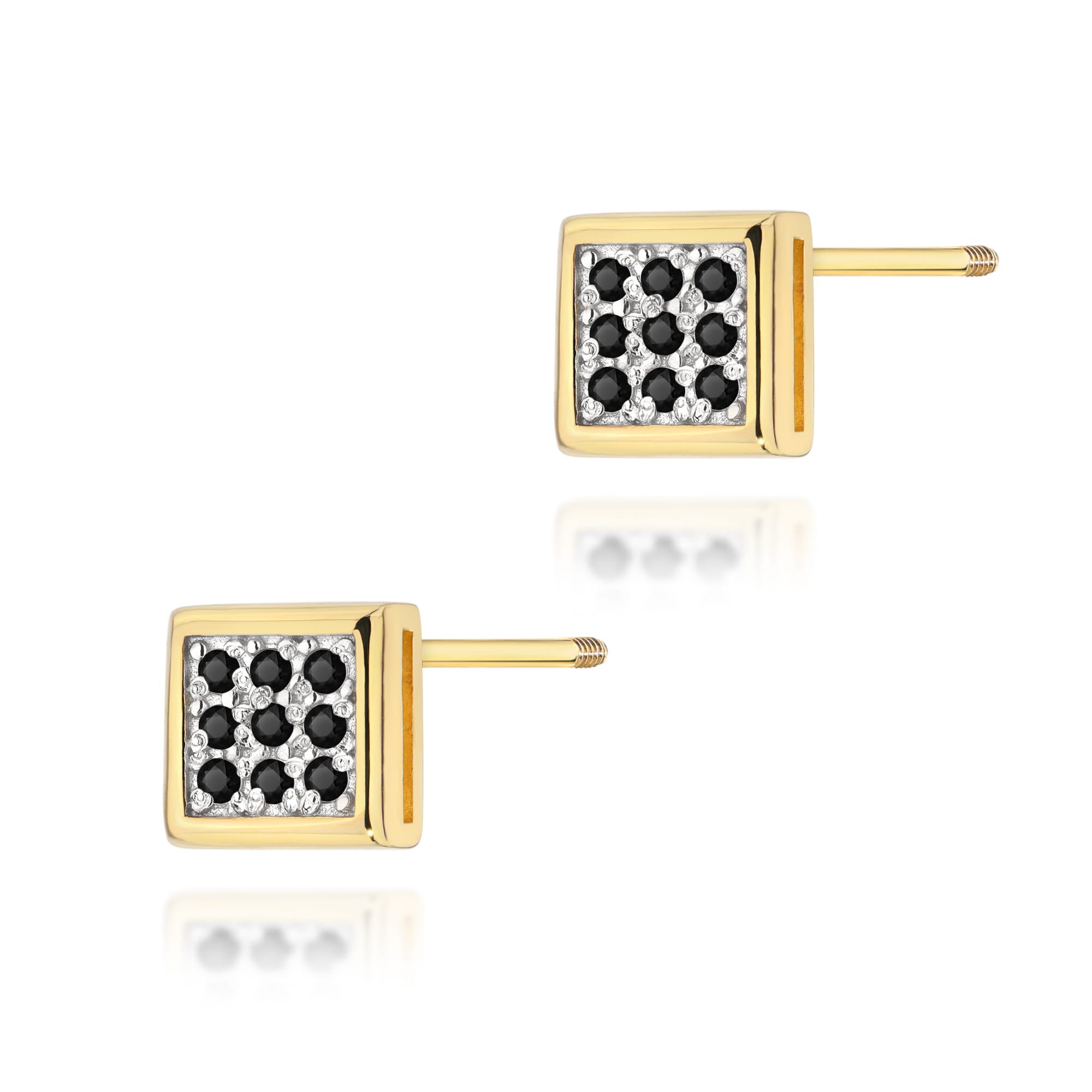 Cercei Aur 14K K0036 Diamante Negre Șurub