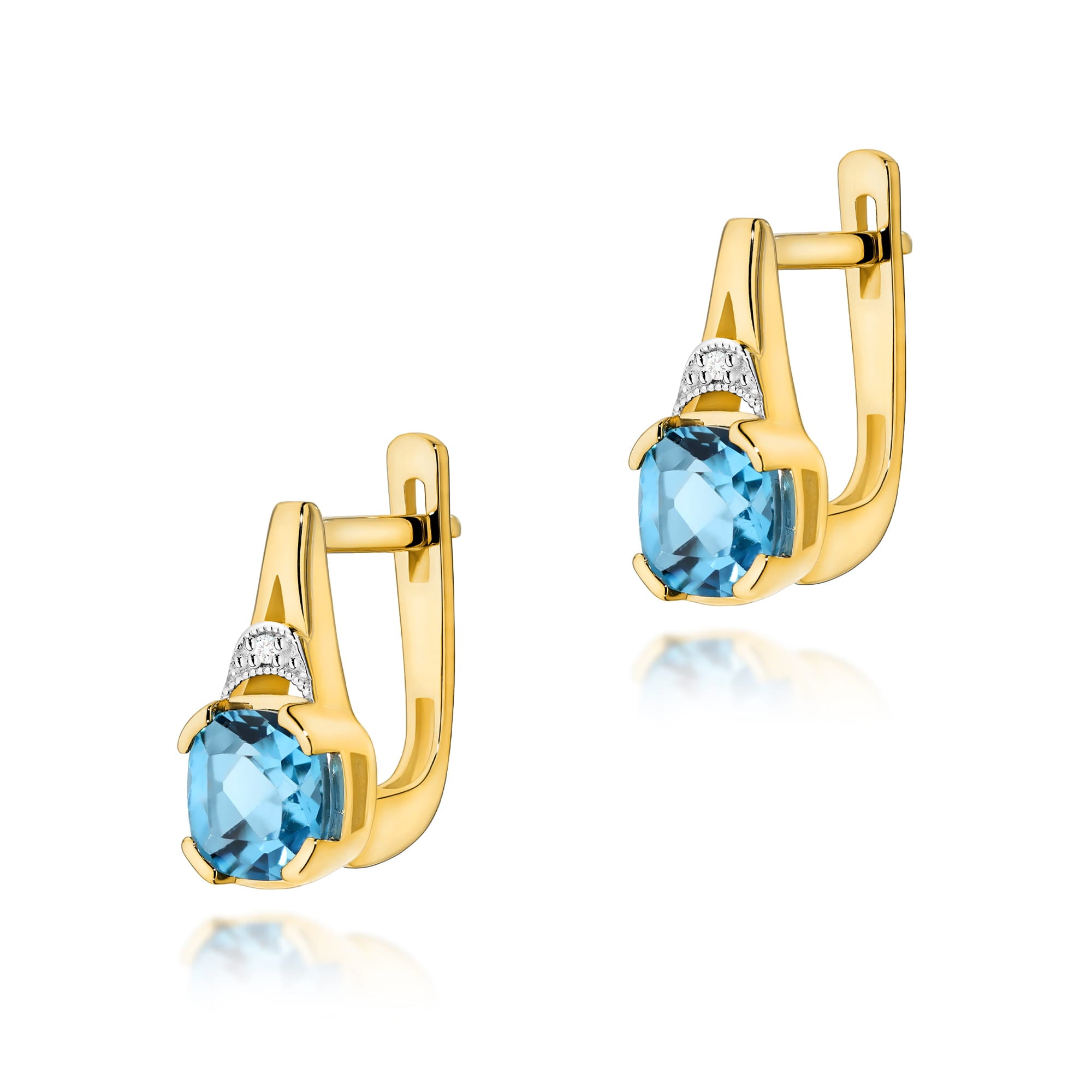 Cercei Aur 14 K cu Topaz 2.20 ct si Diamante 0.01 ct