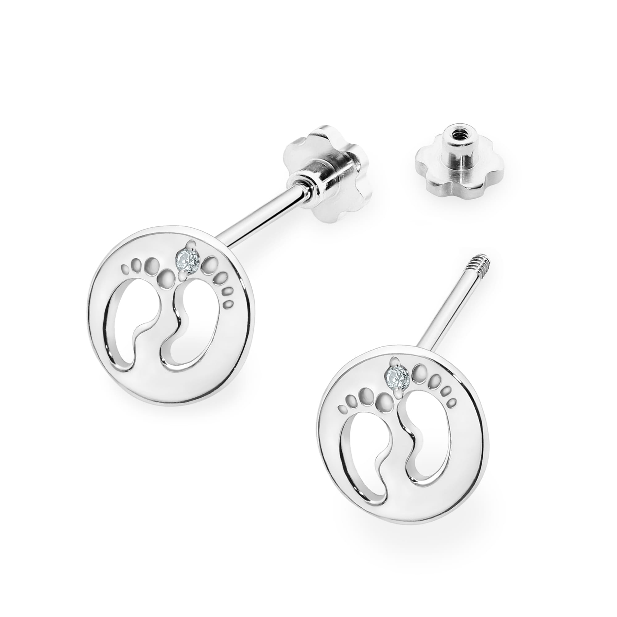 Cercei Aur 14K K0047 cu Diamante și Sistem Șurub