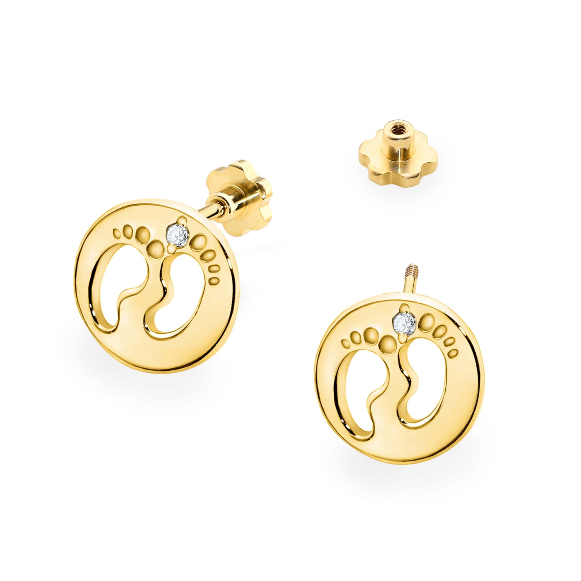 Cercei Aur 14K K0047 cu Diamante și Sistem Șurub
