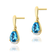 Cercei Aur 14K cu Topaz Swiss 1.40 ct si Diamante Naturale 0.05 ct