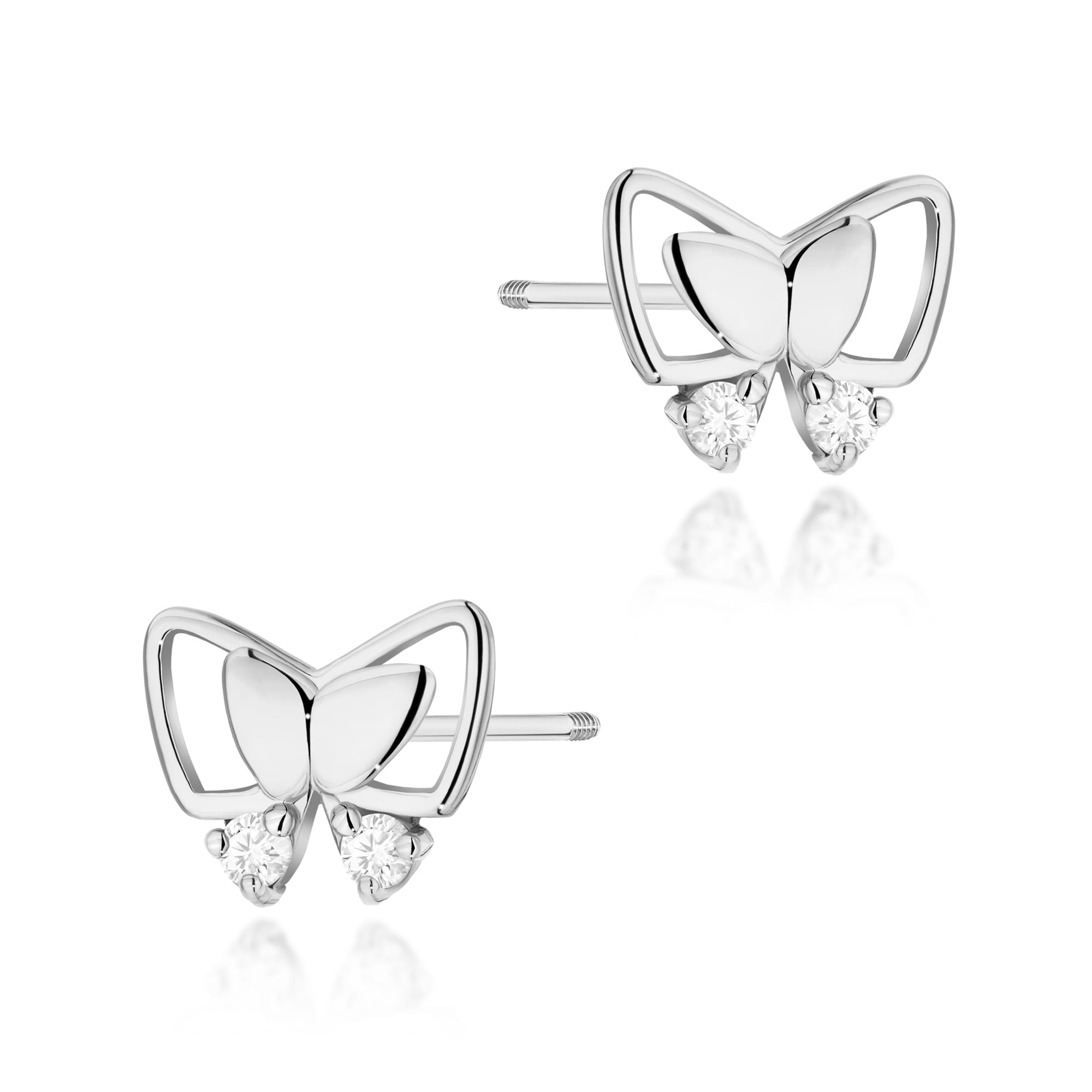 Cercei Aur 14K cu Diamante Naturale 0.08 ct - Alb