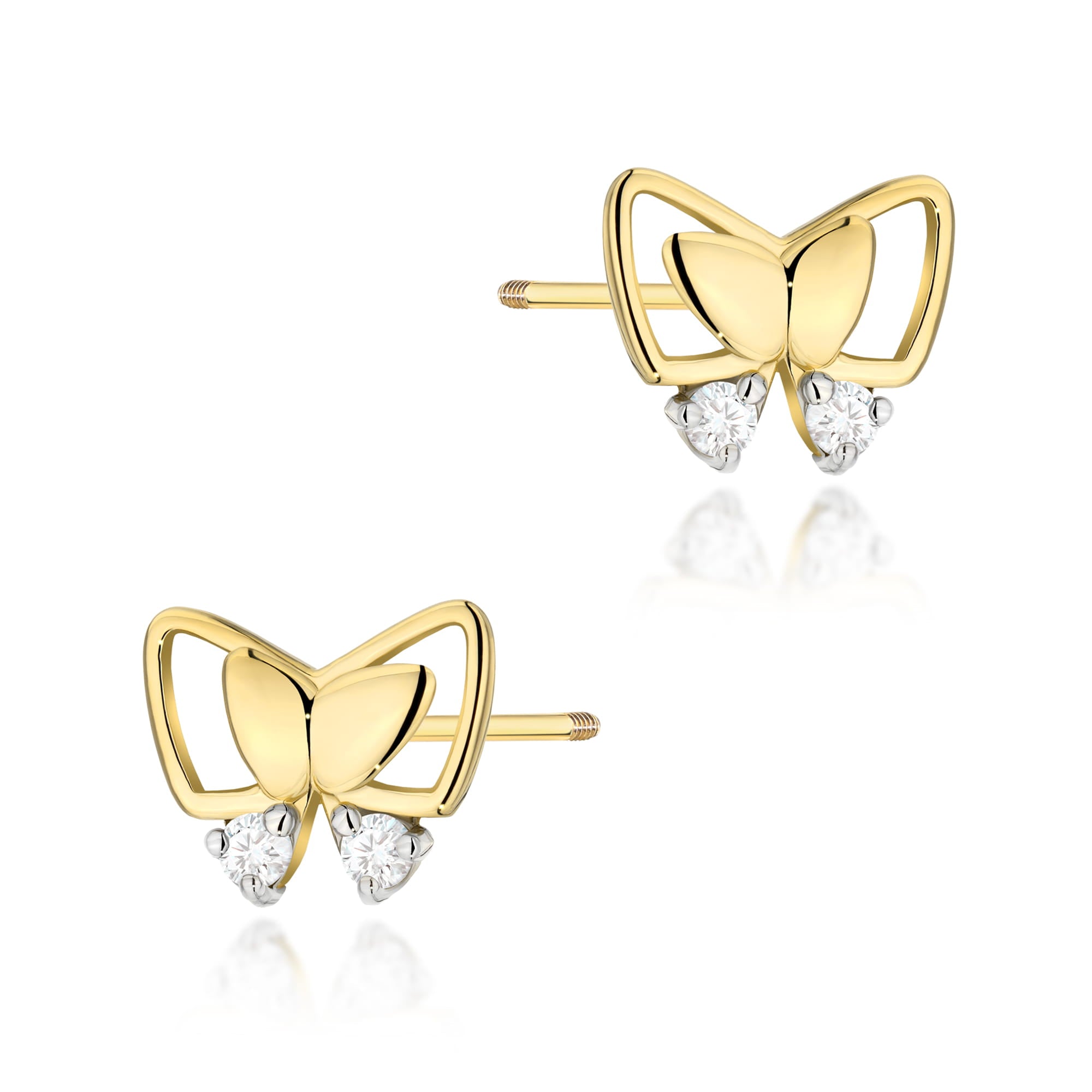 Cercei Aur 14K cu Diamante Naturale 0.08 ct - Galben