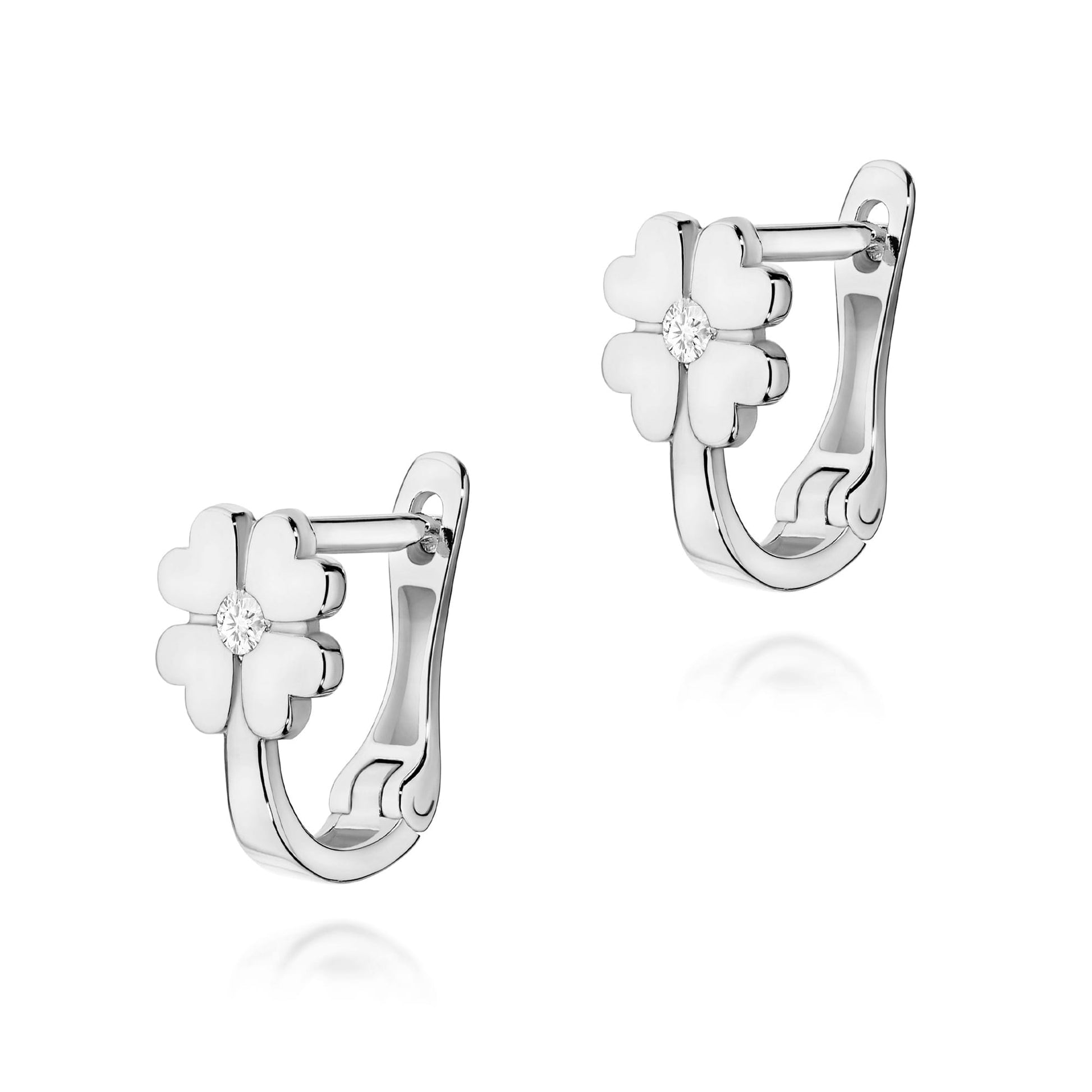 Cercei Aur 14K cu Diamante Naturale  0.06 ct - Alb