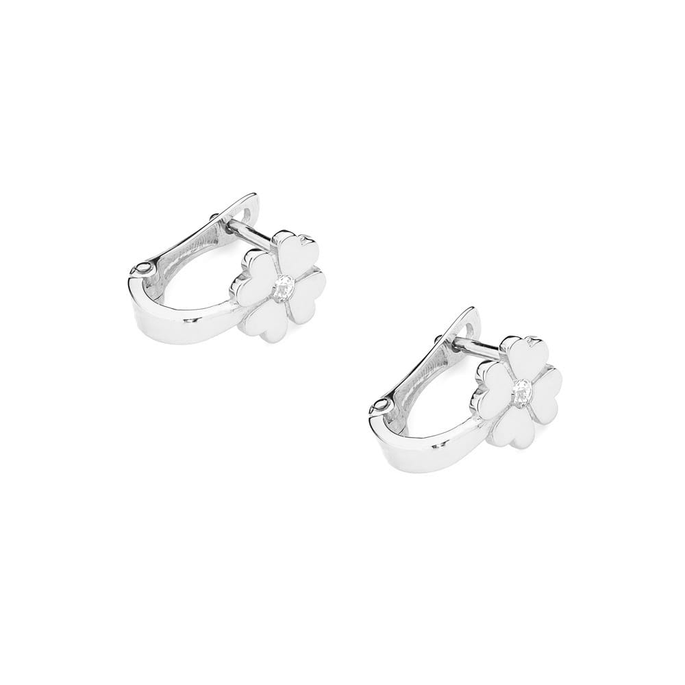 Cercei Aur 14K cu Diamante Naturale  0.06 ct - Alb