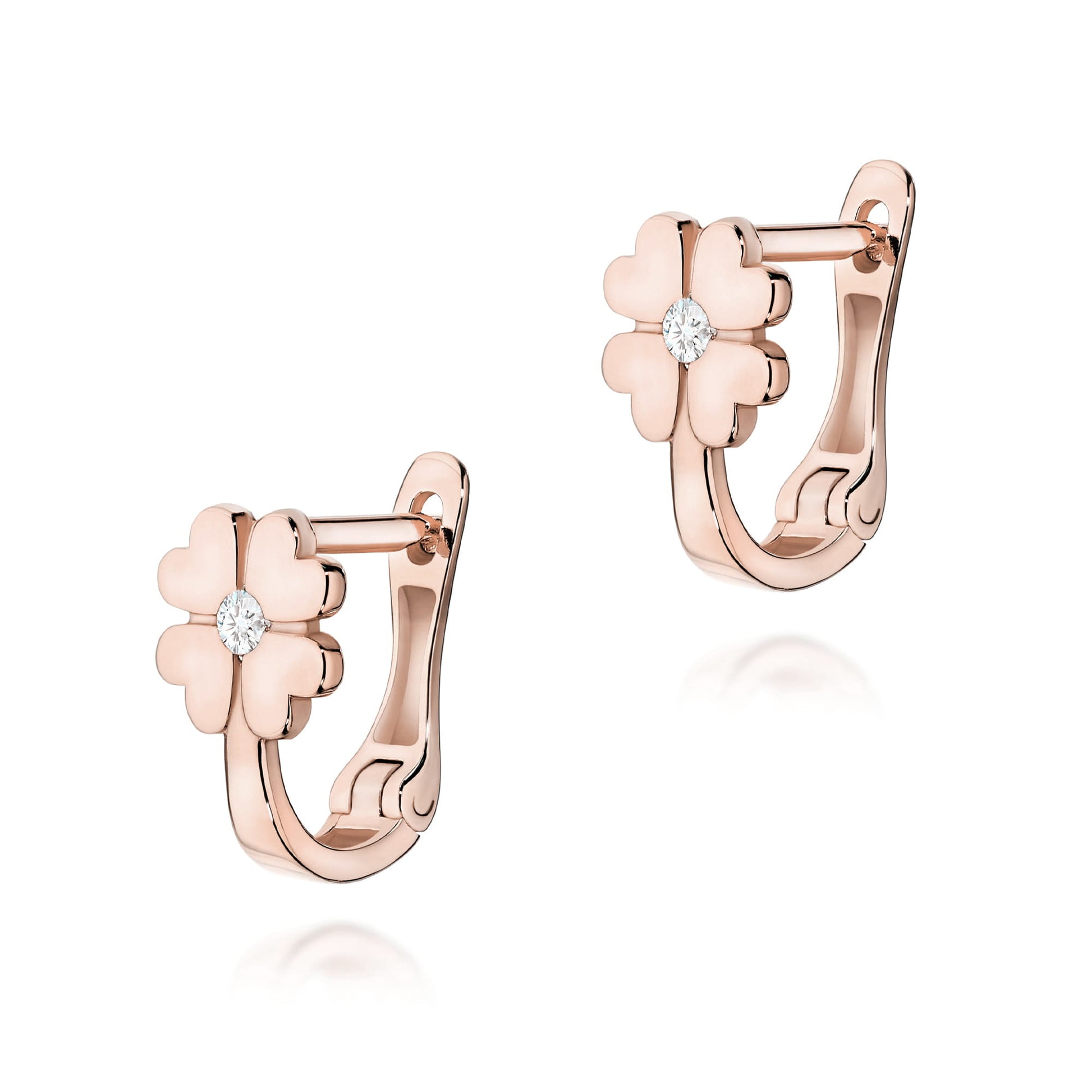 Cercei Aur 14K cu Diamante Naturale  0.06 ct - Roz