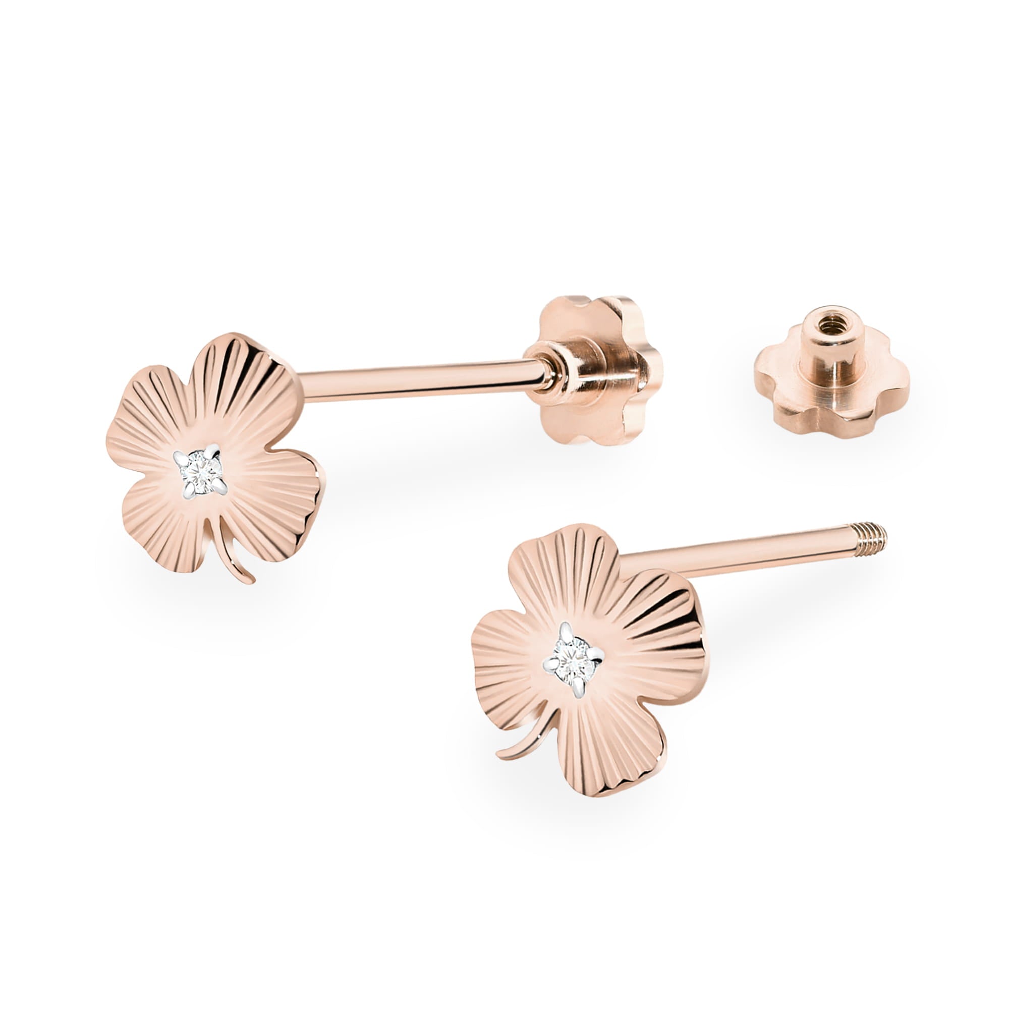 Cercei Aur 14K cu Diamante Naturale 0.01 ct