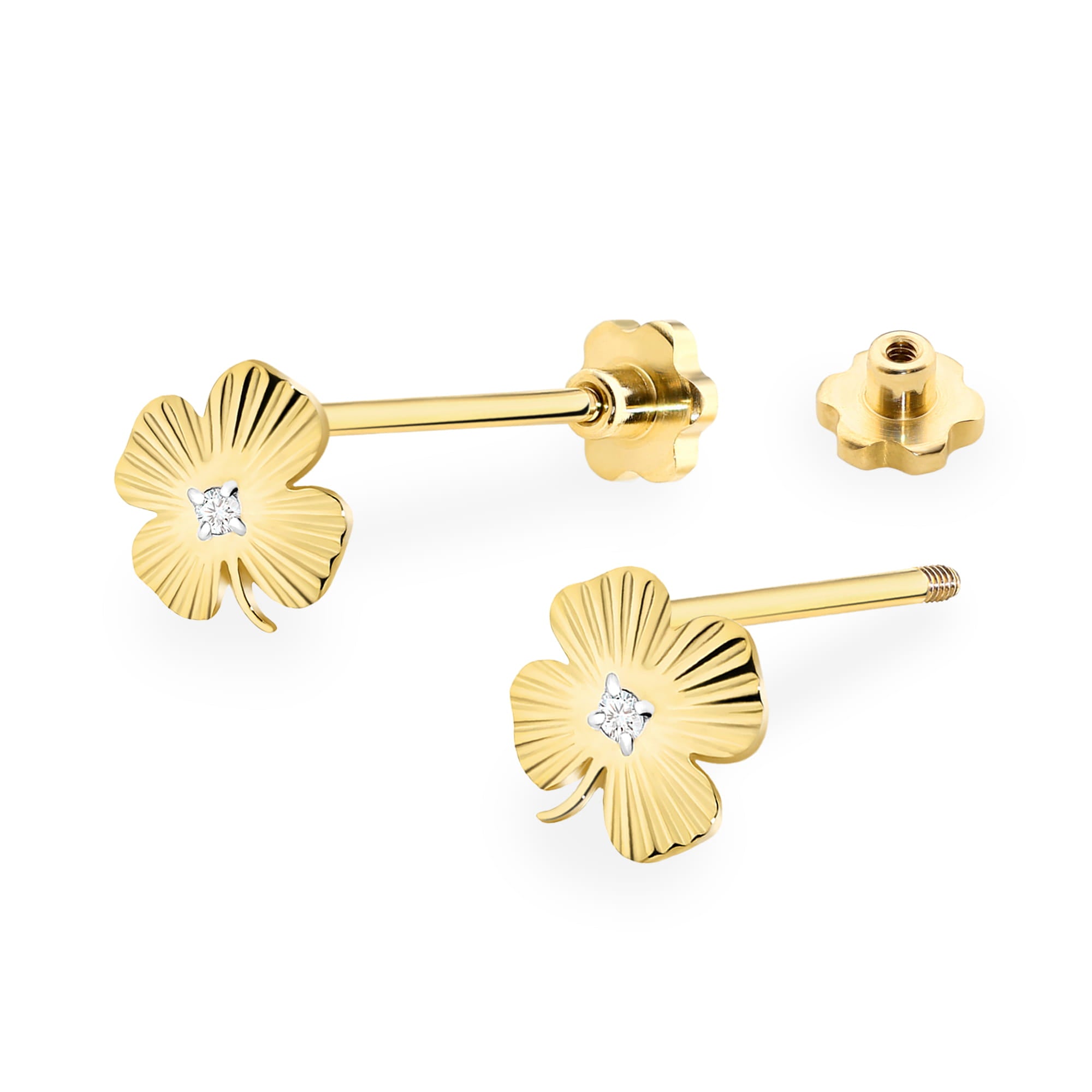 Cercei Aur 14K cu Diamante Naturale 0.01 ct