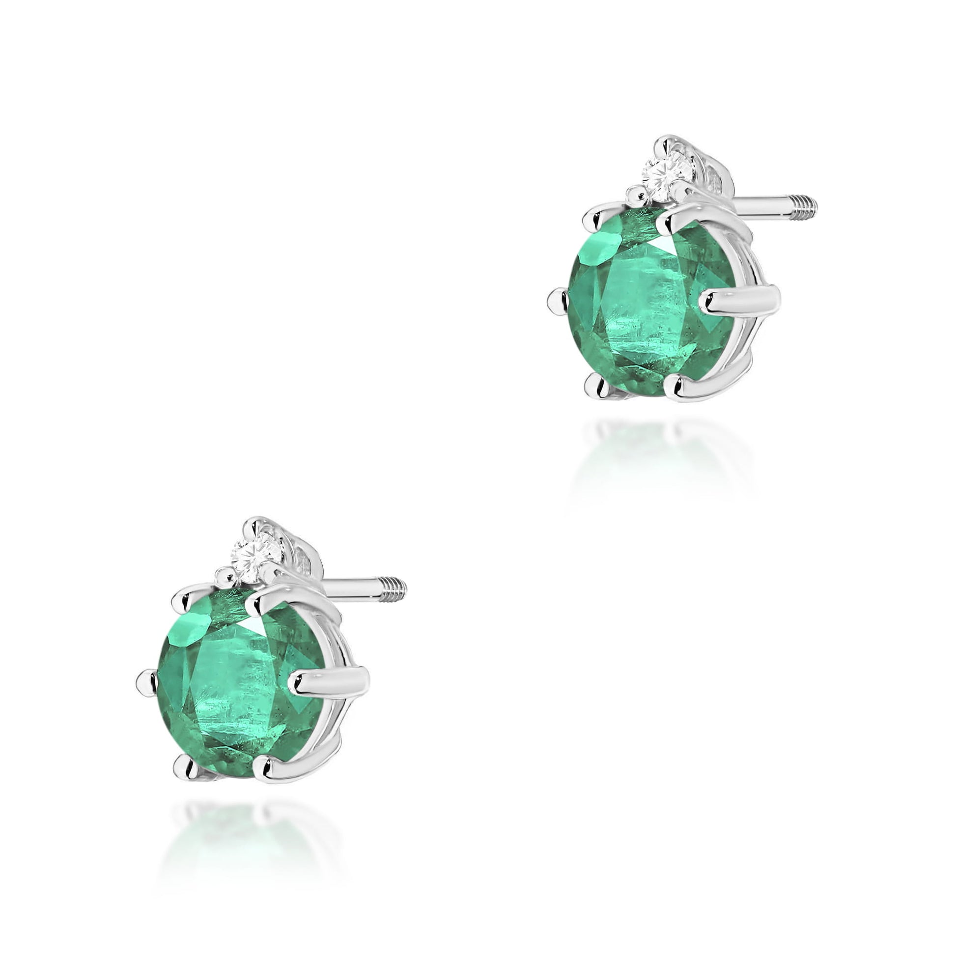 Cercei Aur 14K K0076 cu Smaralde 2 x 0.50ct și Diamante