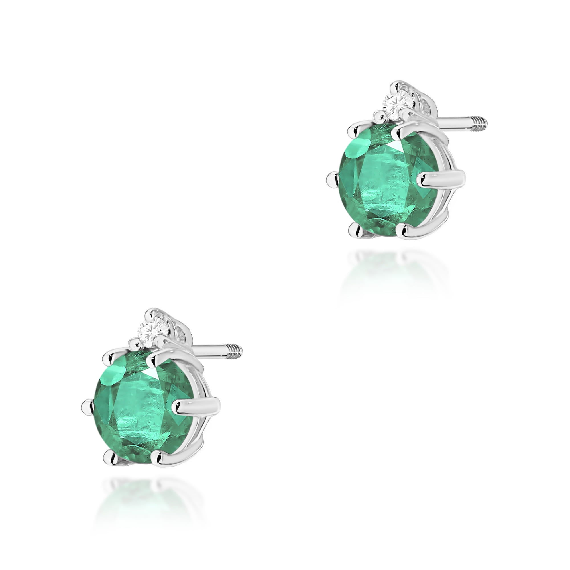 Cercei Aur 14K K0076 cu Smaralde 2 x 0.50ct și Diamante