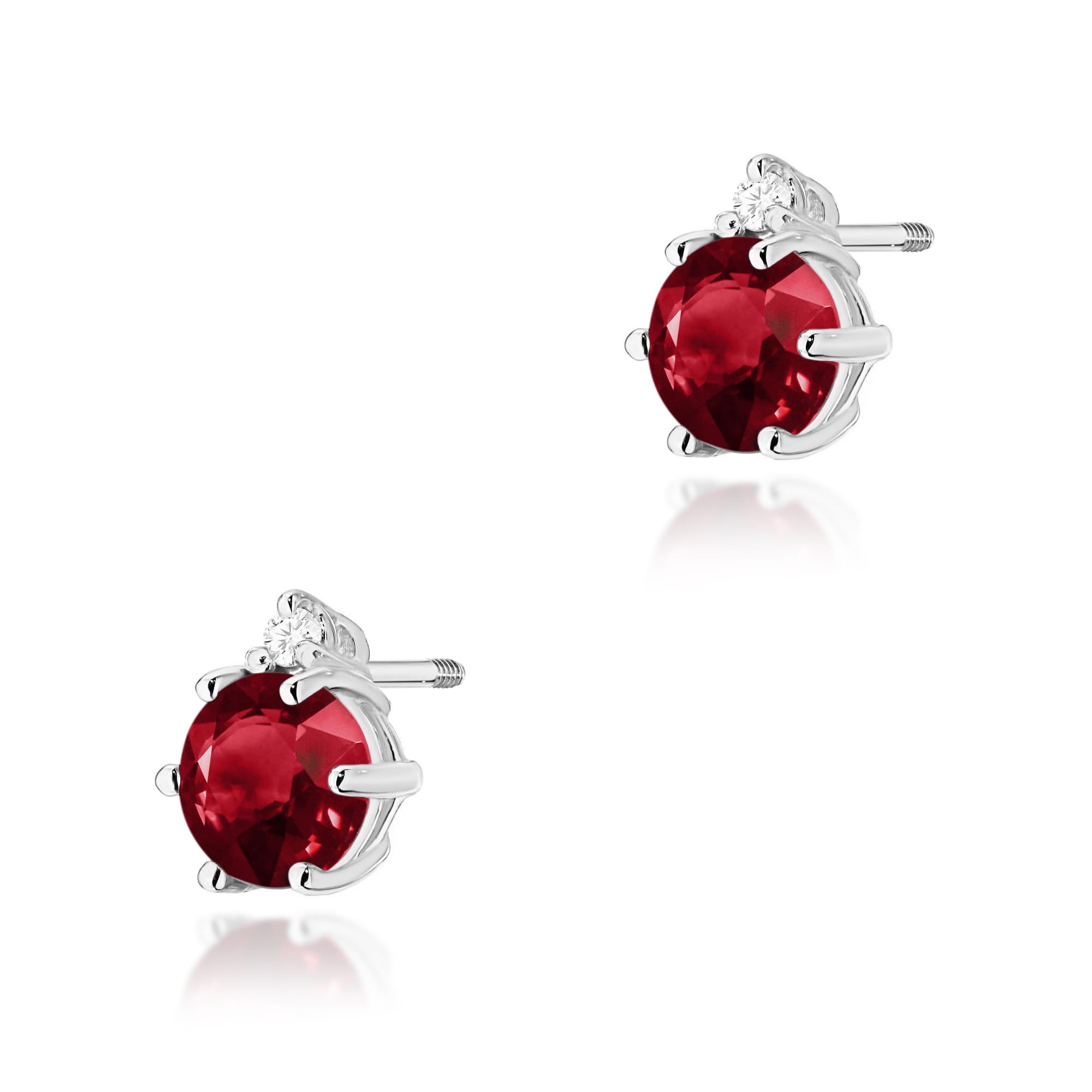 Cercei Aur 14K K0076 cu Granat și Diamante