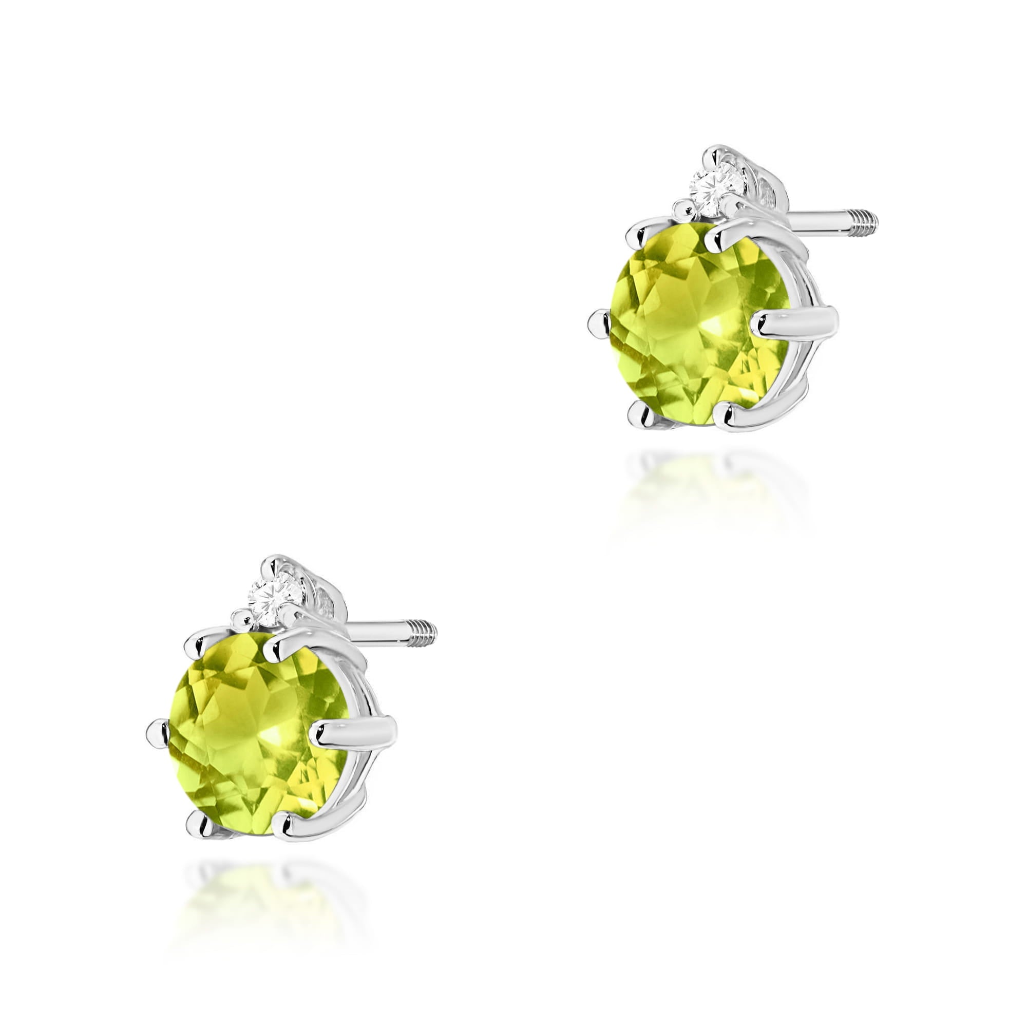 Cercei Aur 14K cu Peridot și Diamante