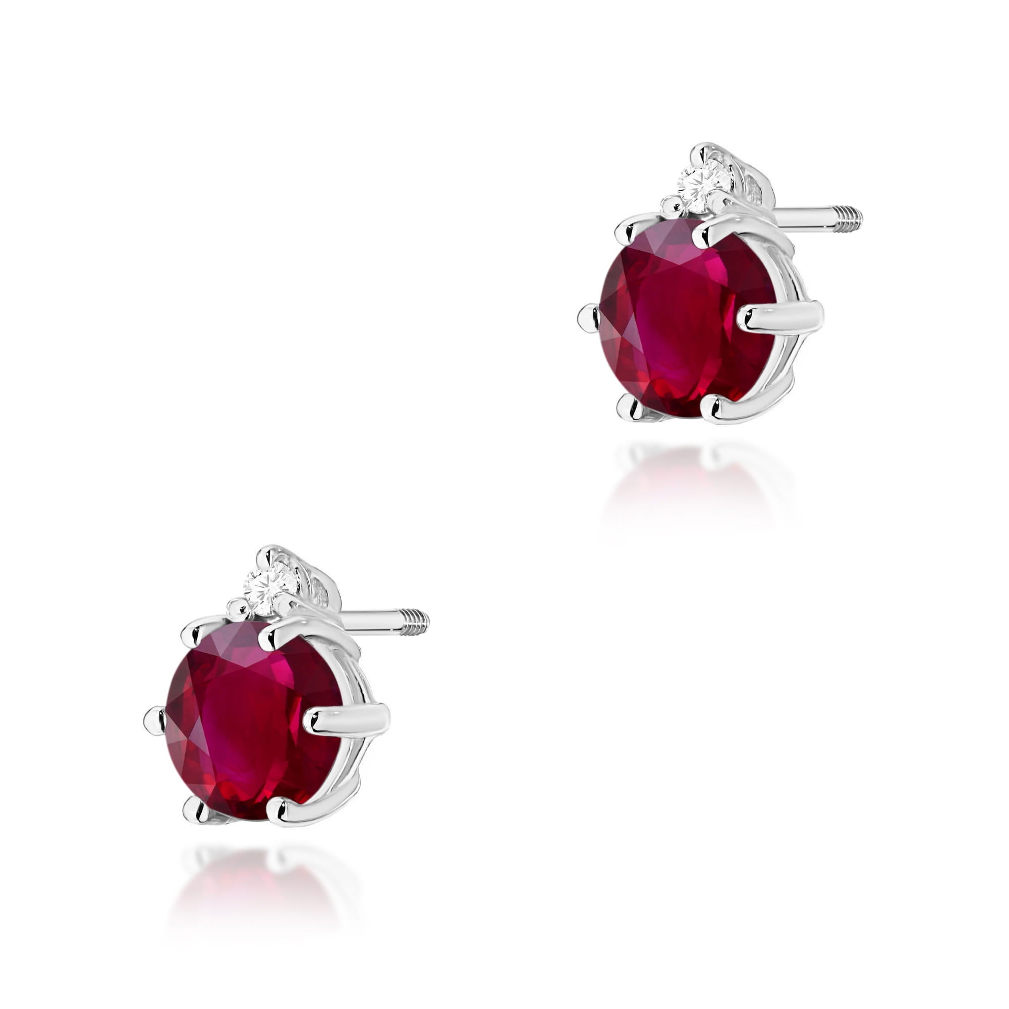 Earrings K0076 Ruby 2 x 0,60ct screw-back stud