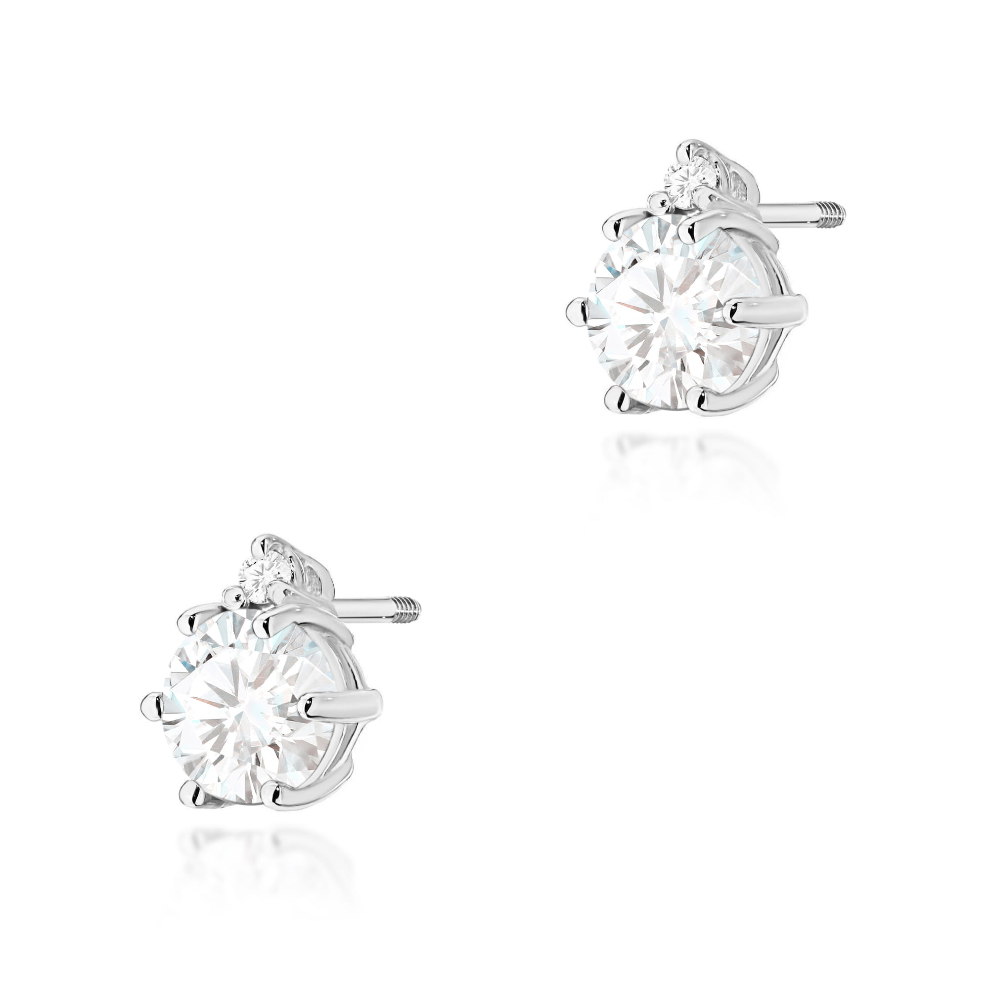 Cercei Aur 14K cu Safire Albe și Diamante - K0076