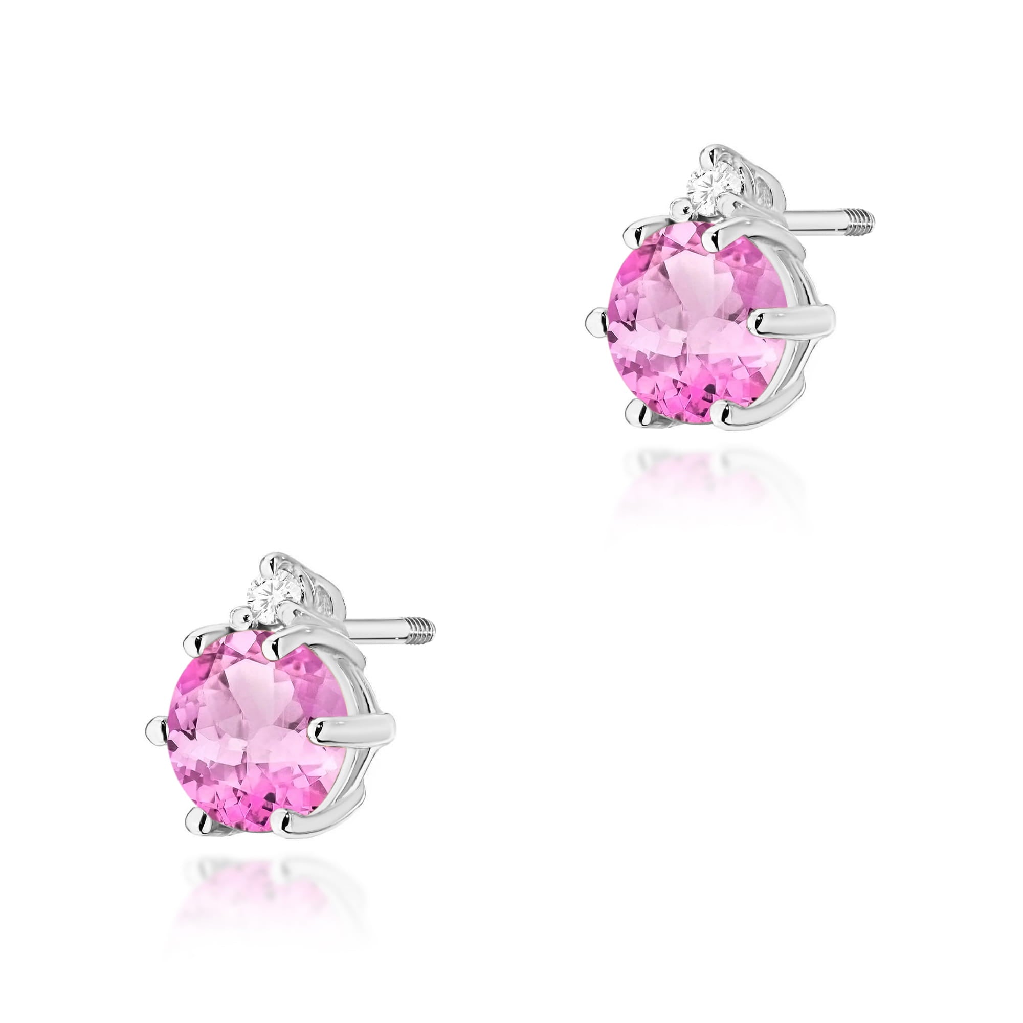 Cercei Aur 14K Topaz Roz Rotund 2 x 0.60ct - K0076
