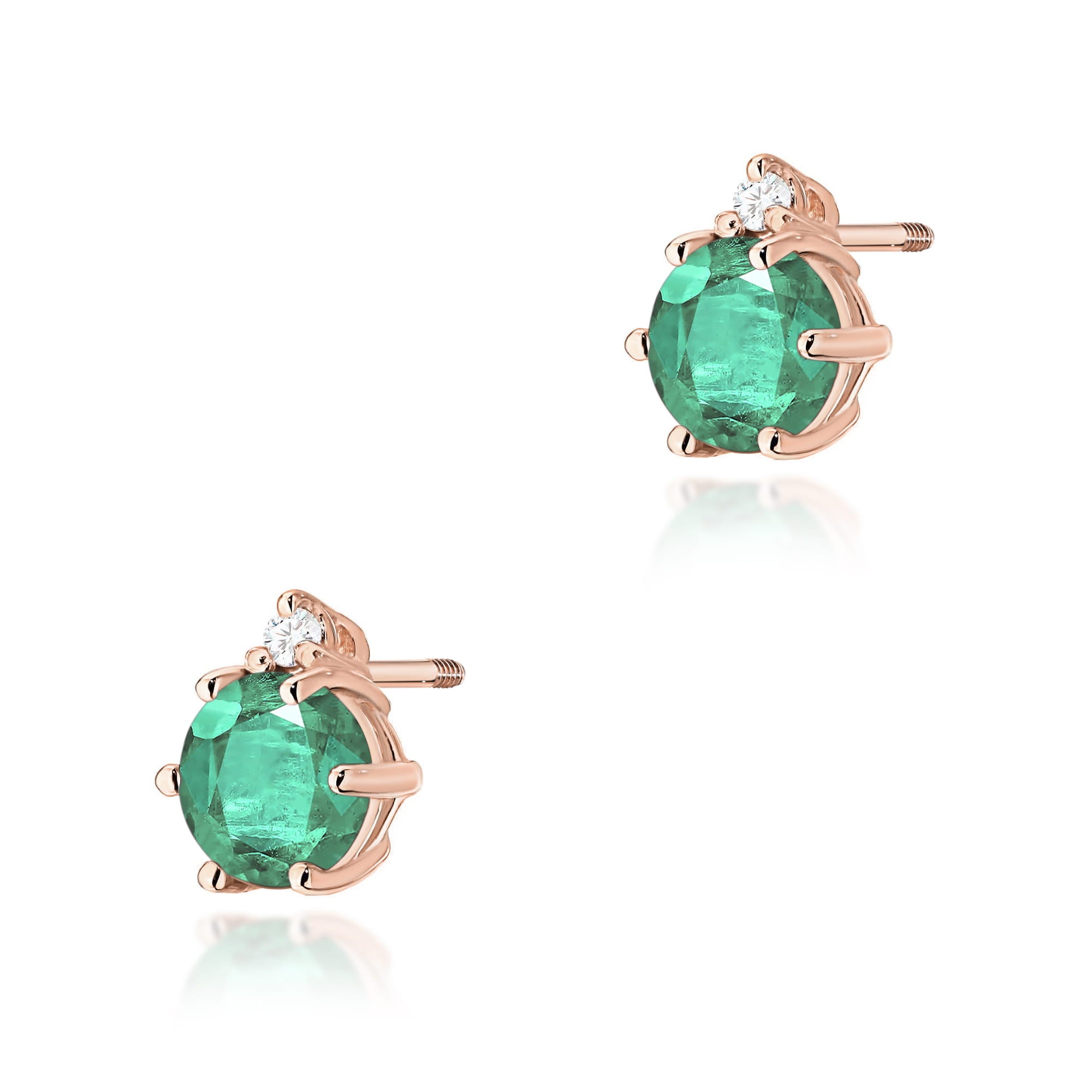 Cercei Aur 14K K0076 cu Smaralde 2 x 0.50ct și Diamante