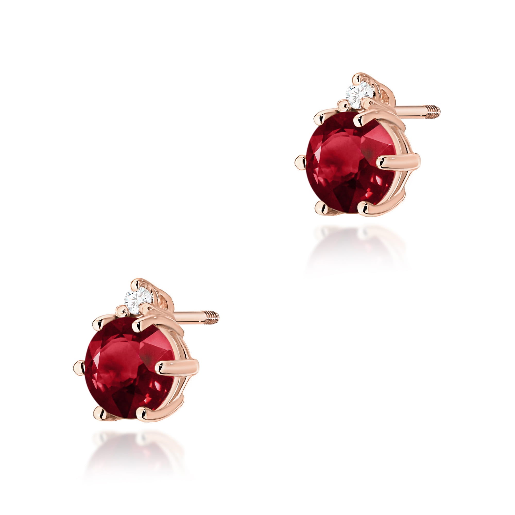 Cercei Aur 14K K0076 cu Granat și Diamante
