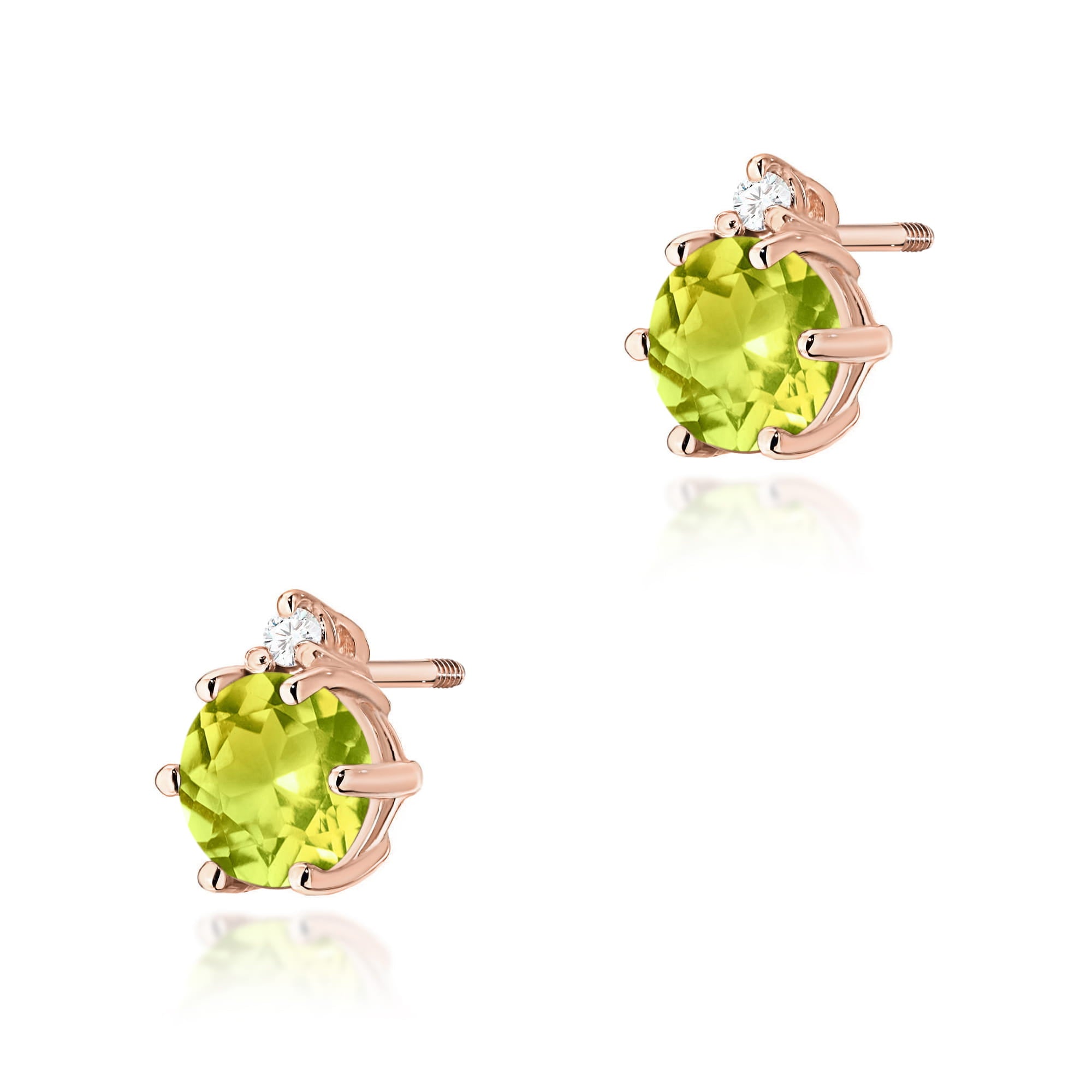 Cercei Aur 14K cu Peridot și Diamante