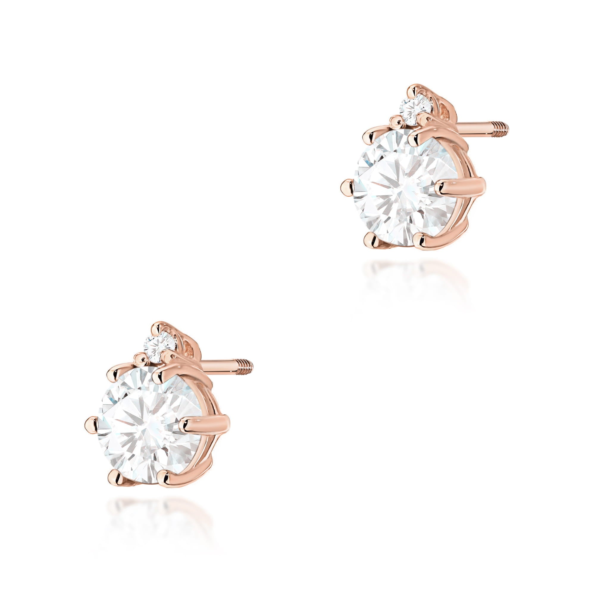 Cercei Aur 14K cu Safire Albe și Diamante - K0076