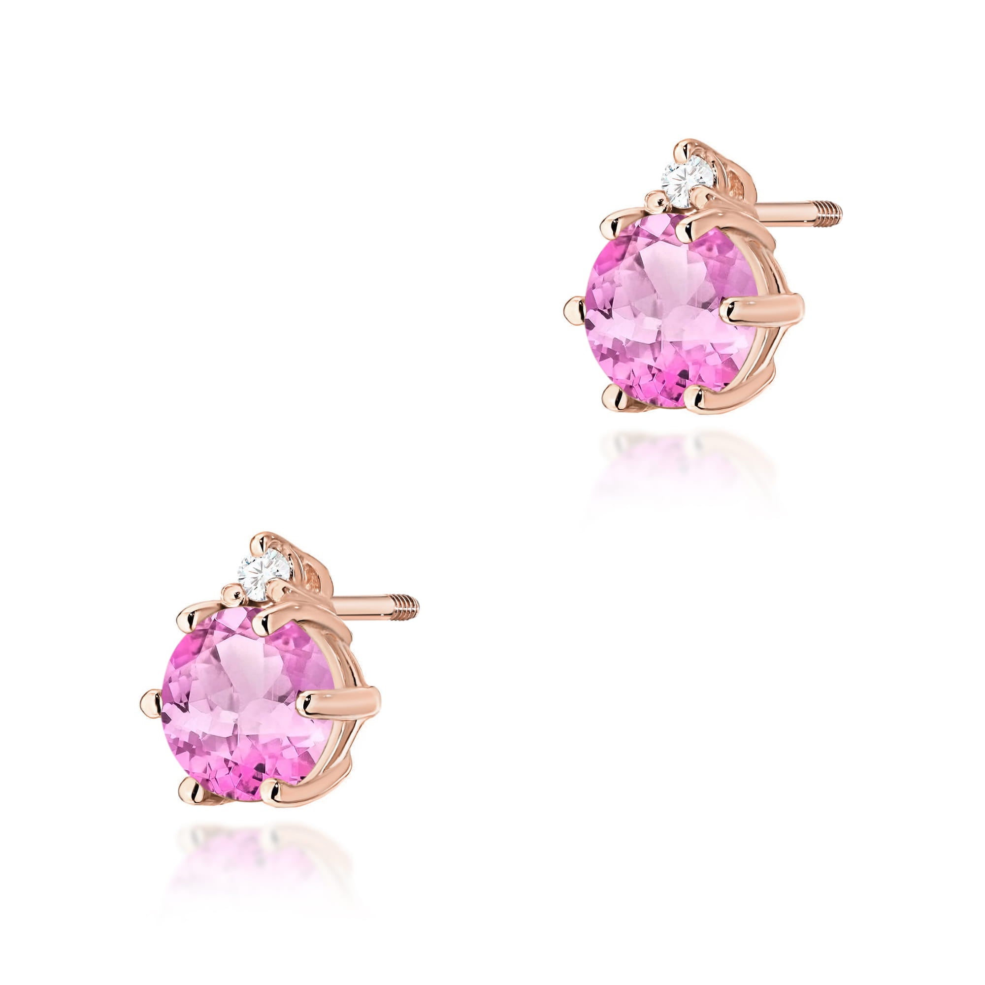 Cercei Aur 14K Topaz Roz Rotund 2 x 0.60ct - K0076