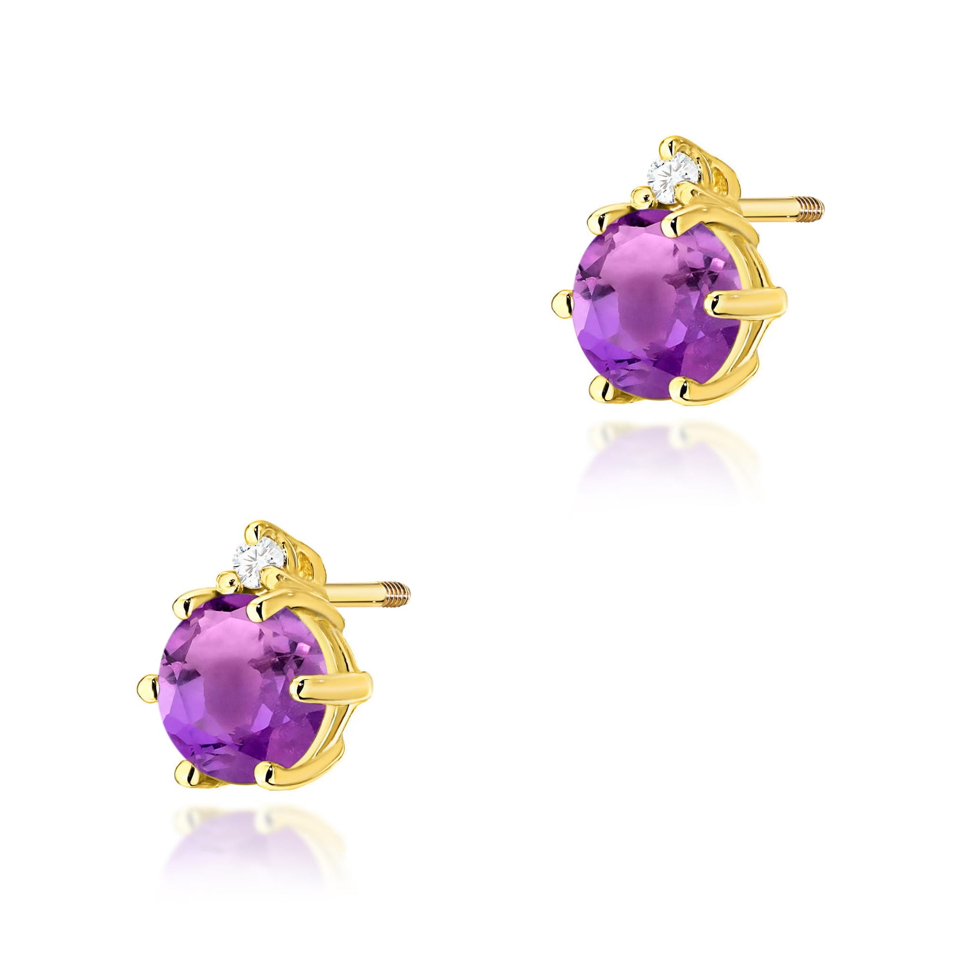 Cercei Aur 14K K0076 cu Ametist și Diamante
