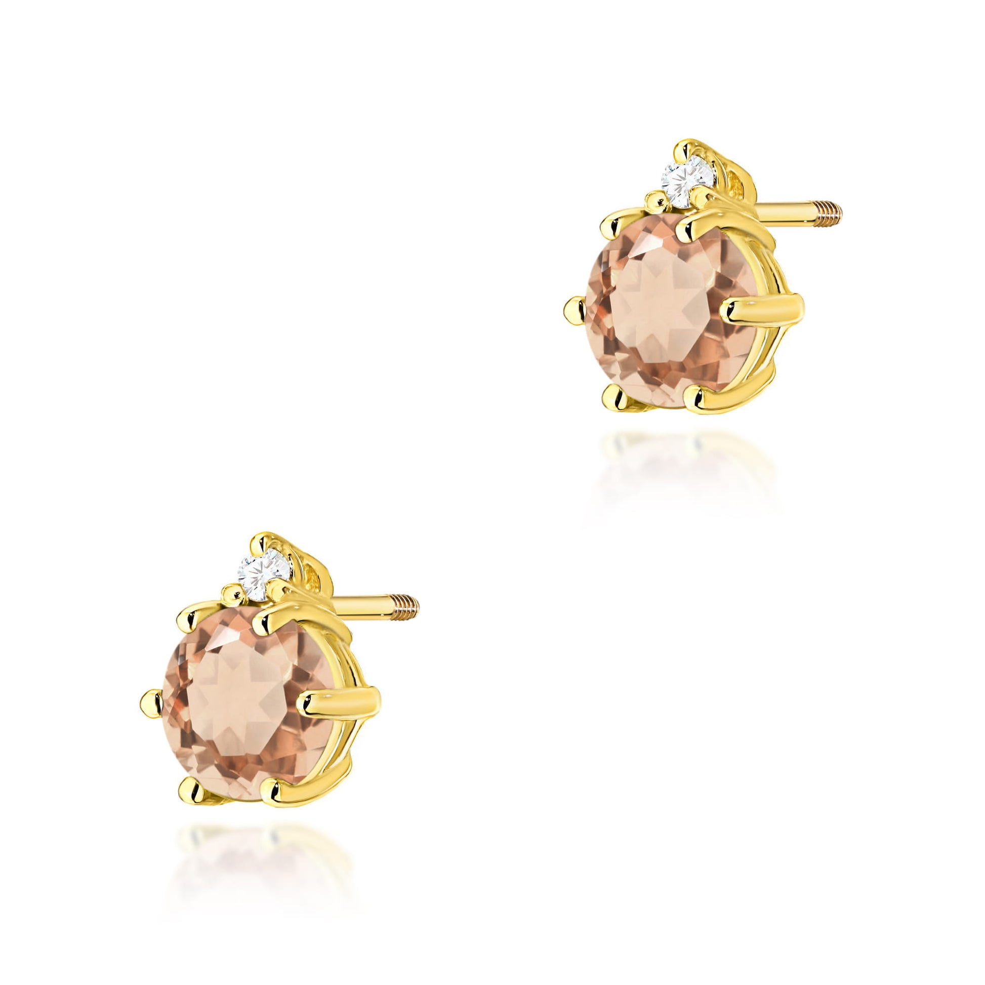 Cercei Aur 14K Cu Morganit 2 x 0.40ct și Diamante K0076