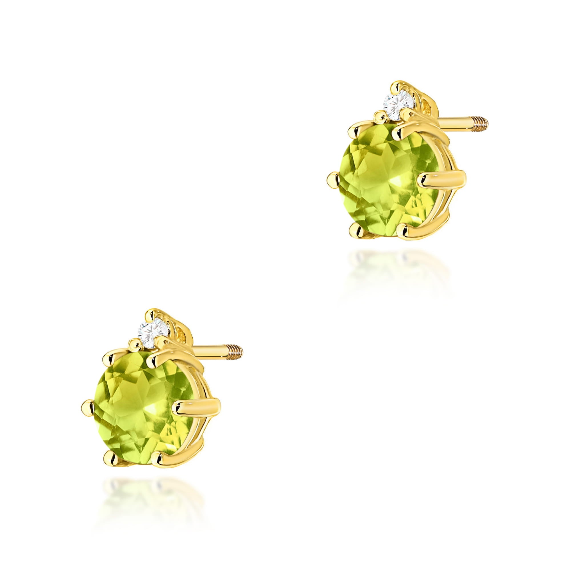 Cercei Aur 14K cu Peridot și Diamante