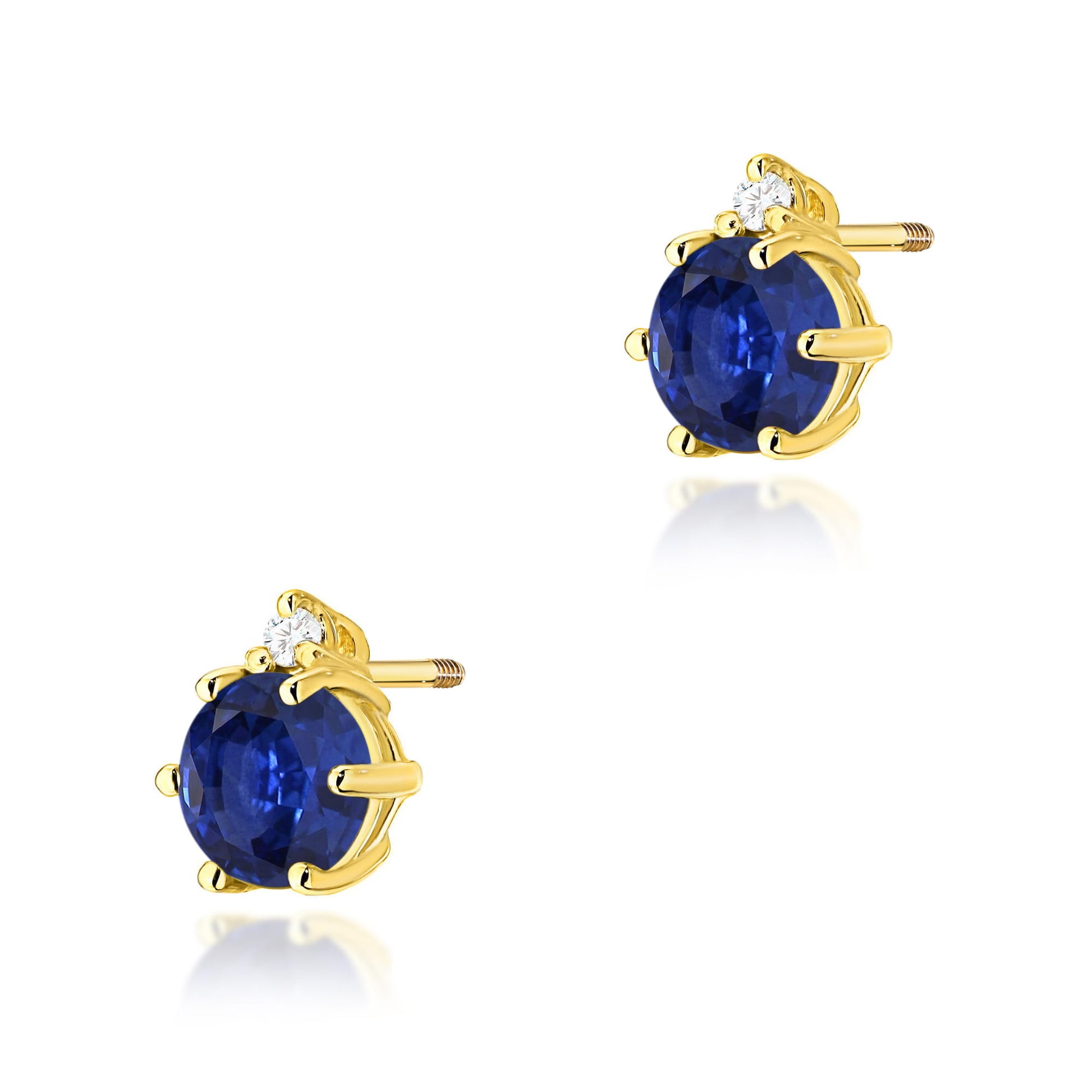 Cercei Aur 14K K0076 cu Safire și Diamante