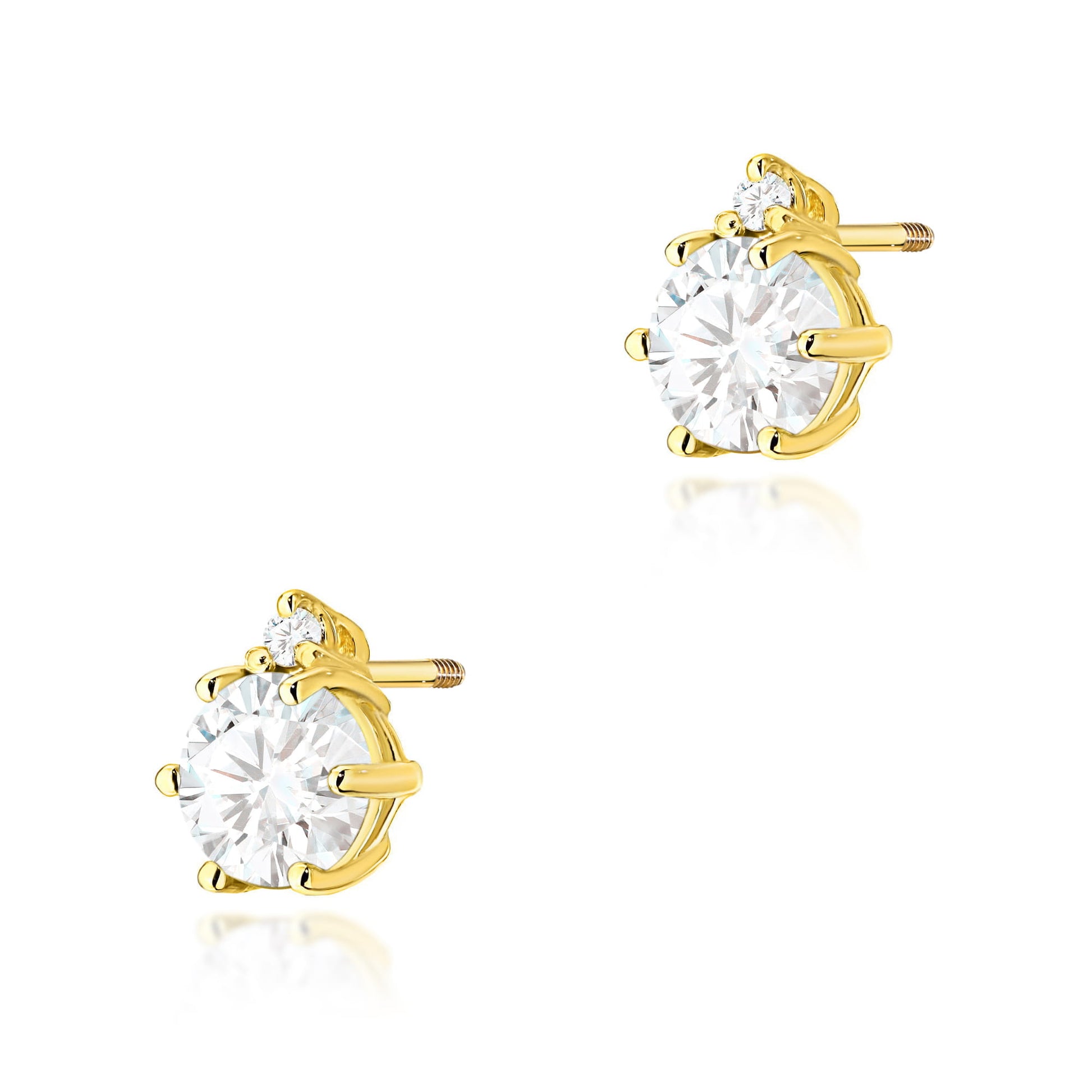 Cercei Aur 14K cu Safire Albe și Diamante - K0076