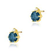 Cercei Aur 14K Topaz London Blue Rotund 2 x 0.50ct Cu Diamante