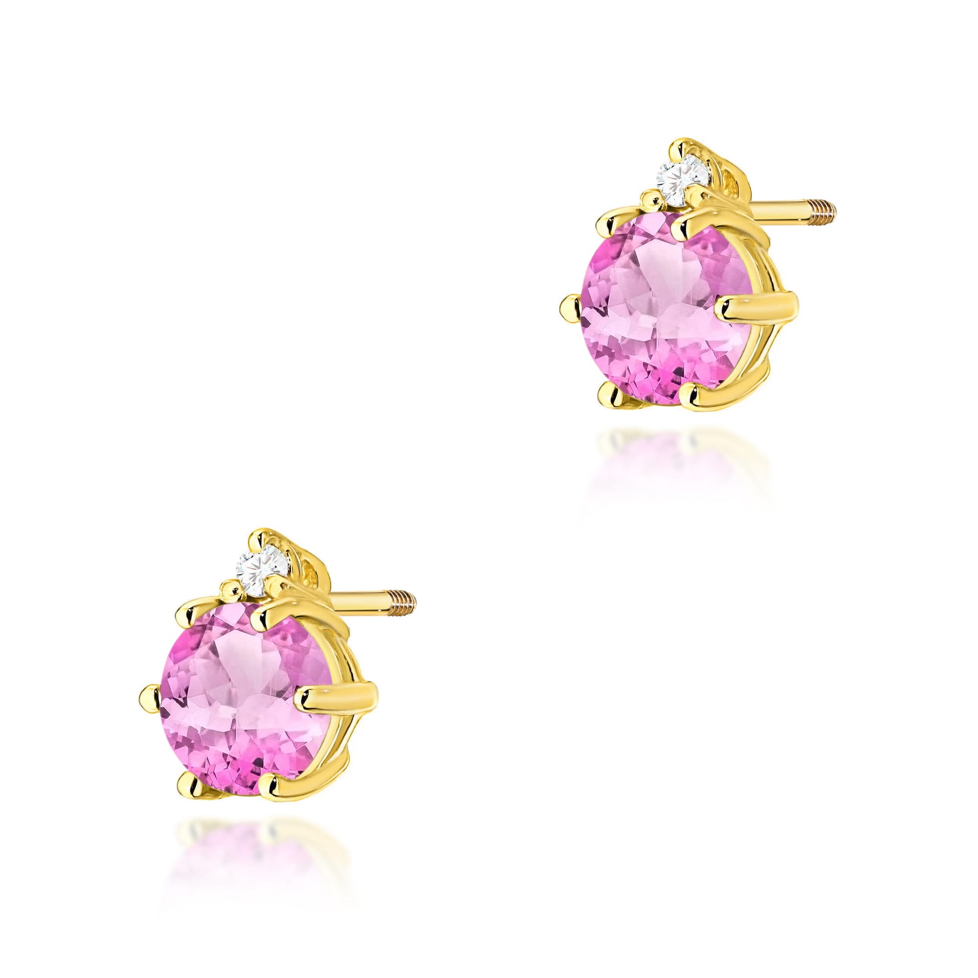 Cercei Aur 14K Topaz Roz Rotund 2 x 0.60ct - K0076