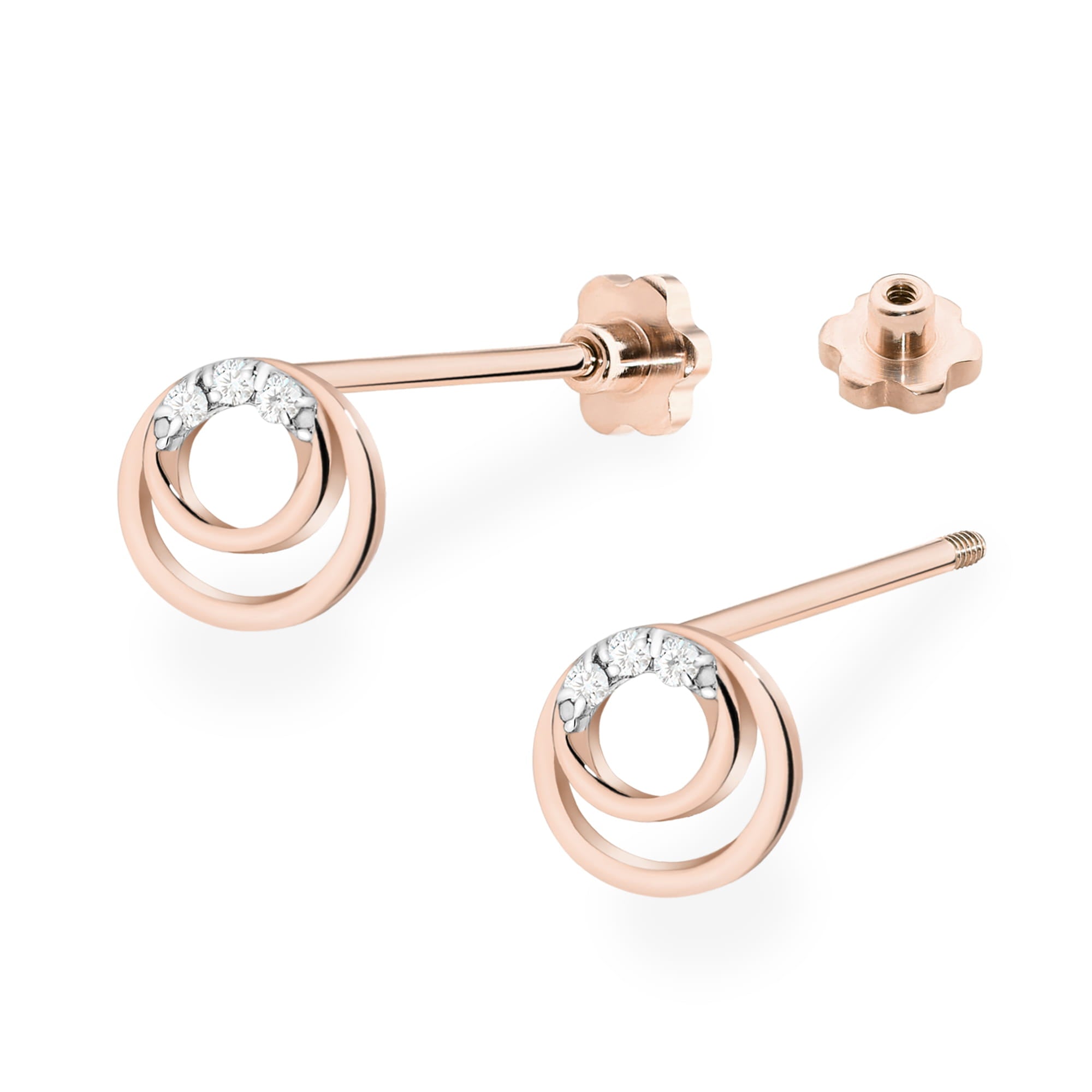 Cercei Aur 14k cu Diamante Naturale 0.03 ct