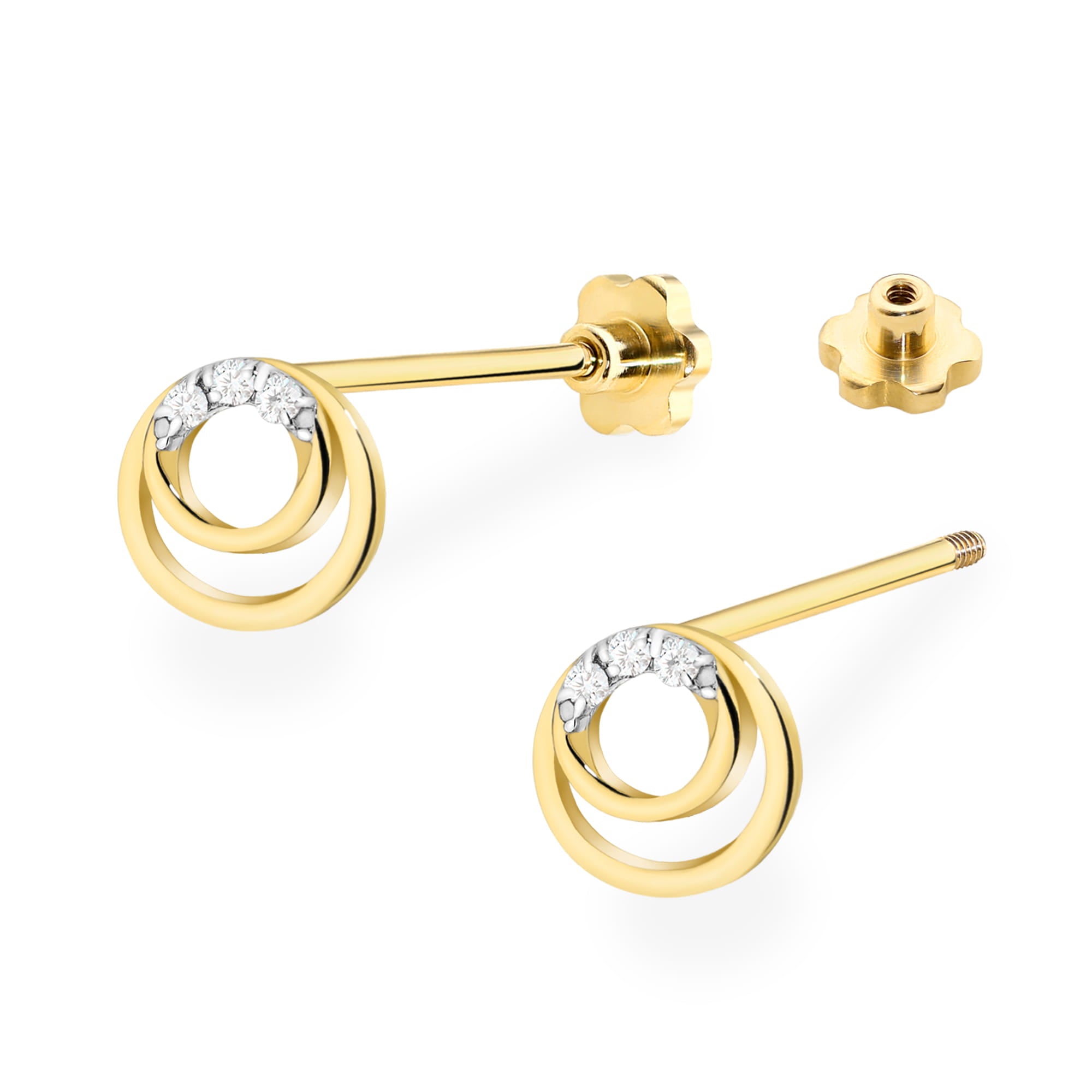 Cercei Aur 14k cu Diamante Naturale 0.03 ct
